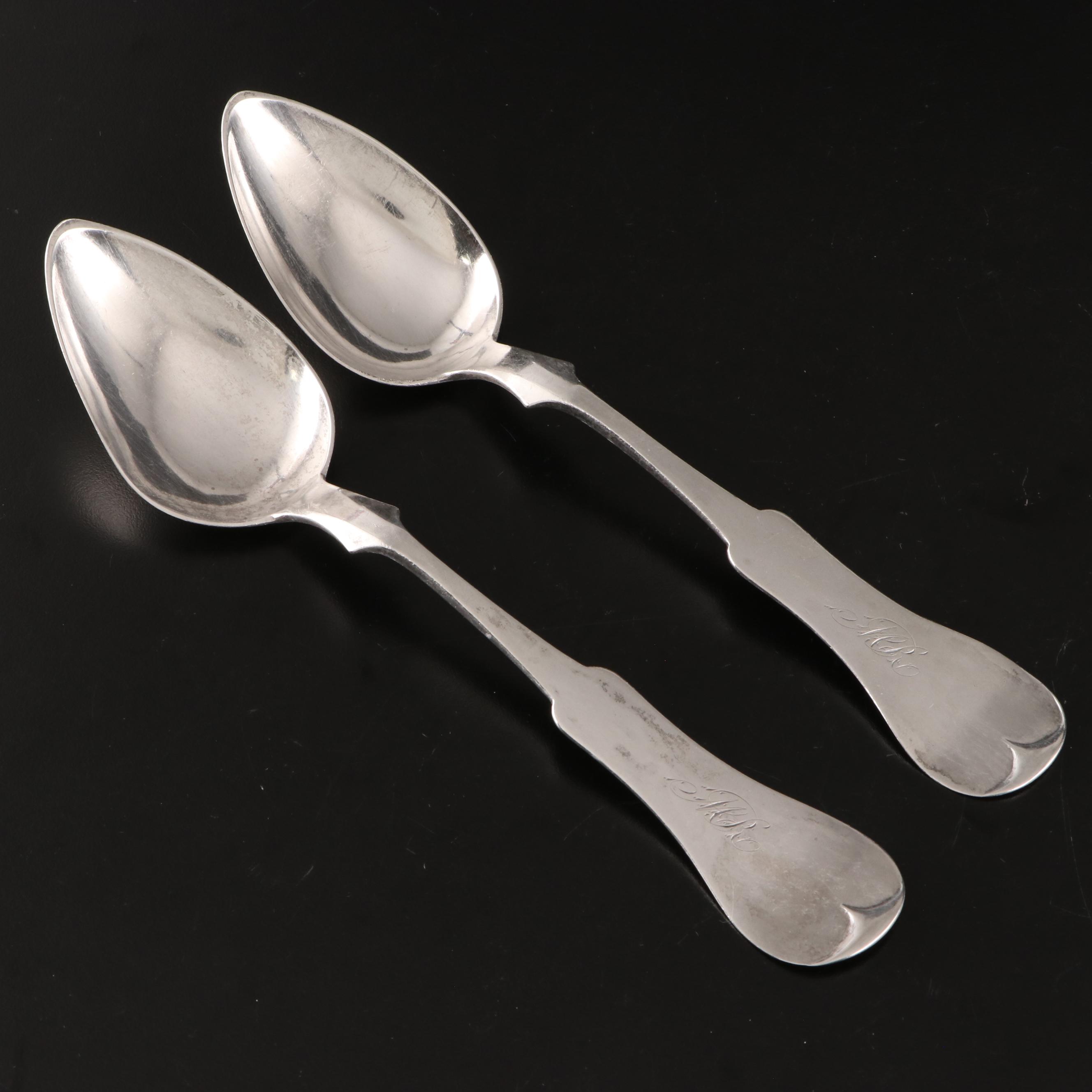 Duhme Coin Silver Serving Spoons with S. Kirk & Son and Other Sterling Flatware