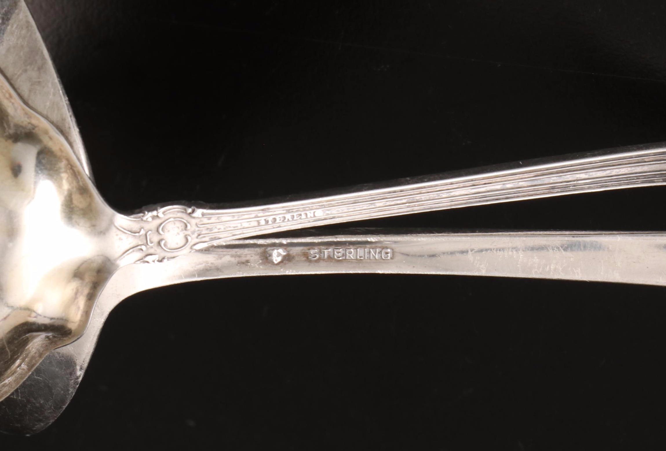 Duhme Coin Silver Serving Spoons with S. Kirk & Son and Other Sterling Flatware