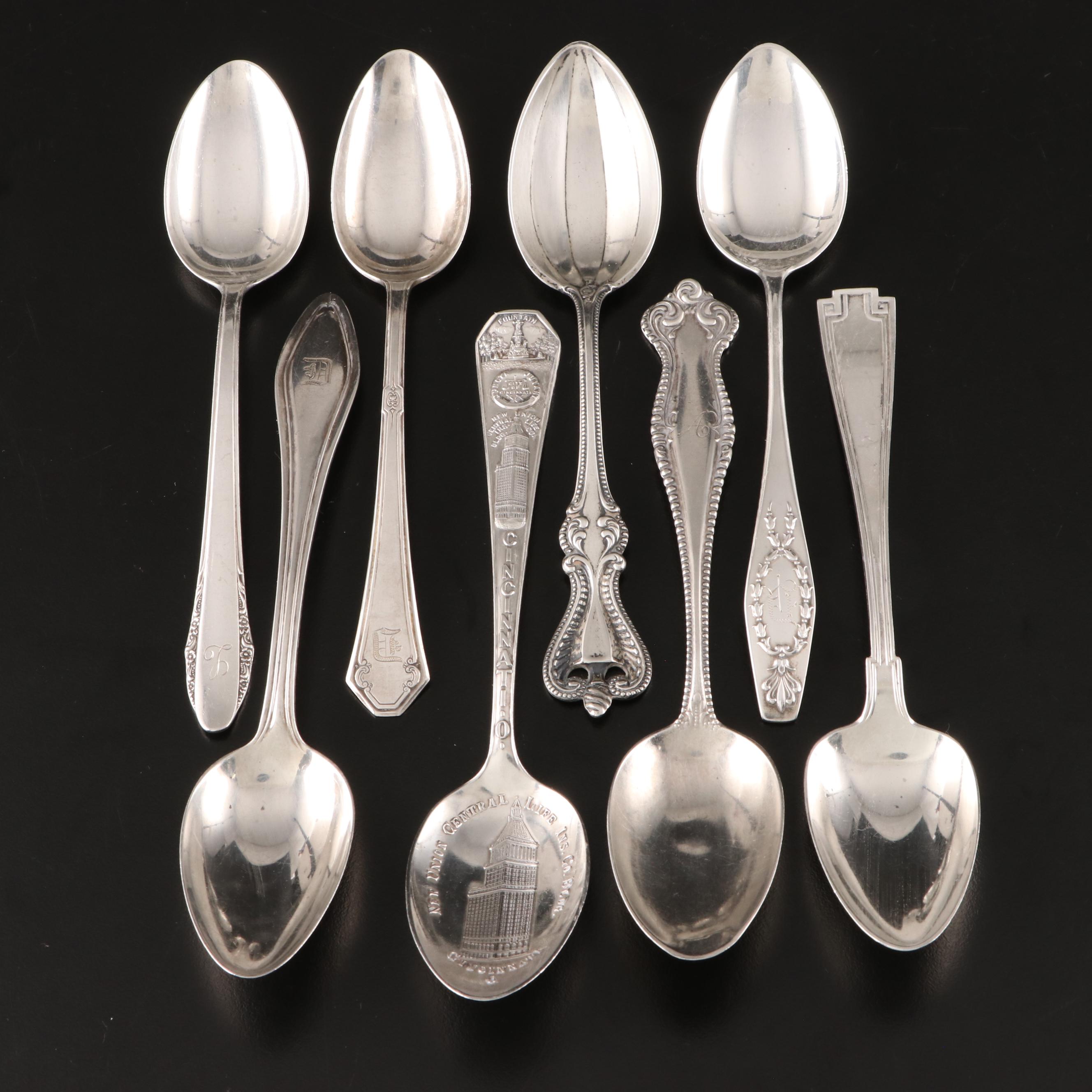 Duhme Coin Silver Serving Spoons with S. Kirk & Son and Other Sterling Flatware