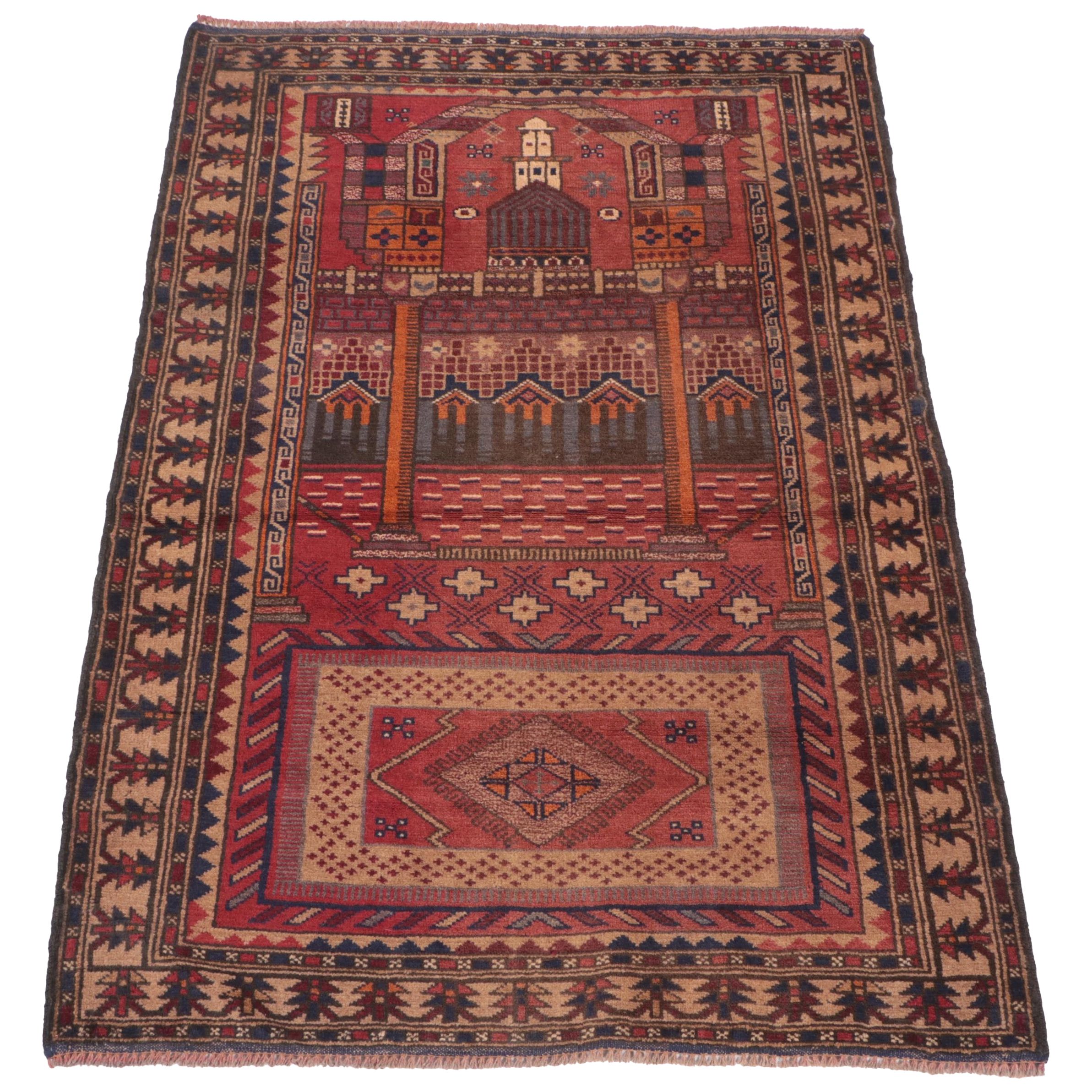 3' x 4'4 Hand-Knotted Afghan Prayer Rug