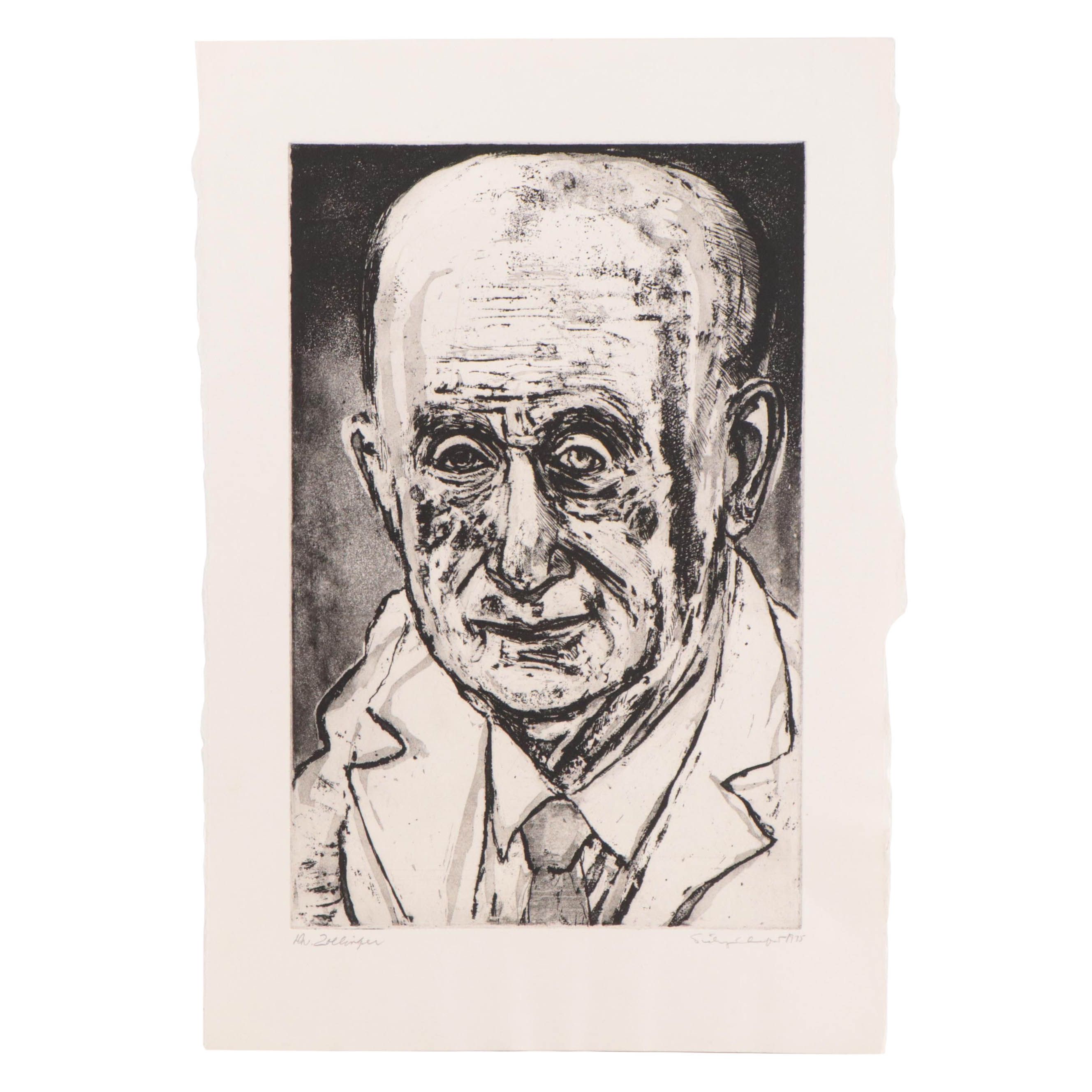 Sidney Chafetz Etching With Aquatint "Dr. Zollinger," 1975