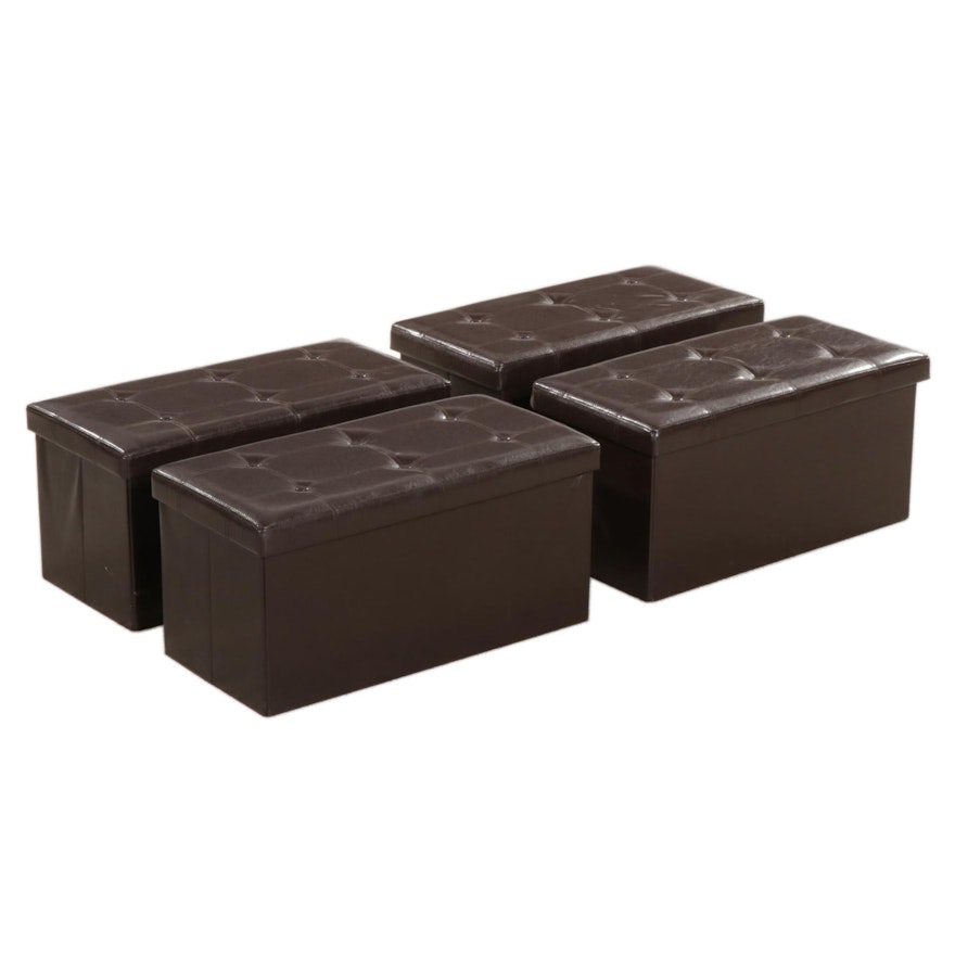 Four Faux Leather Collapsible Trunks