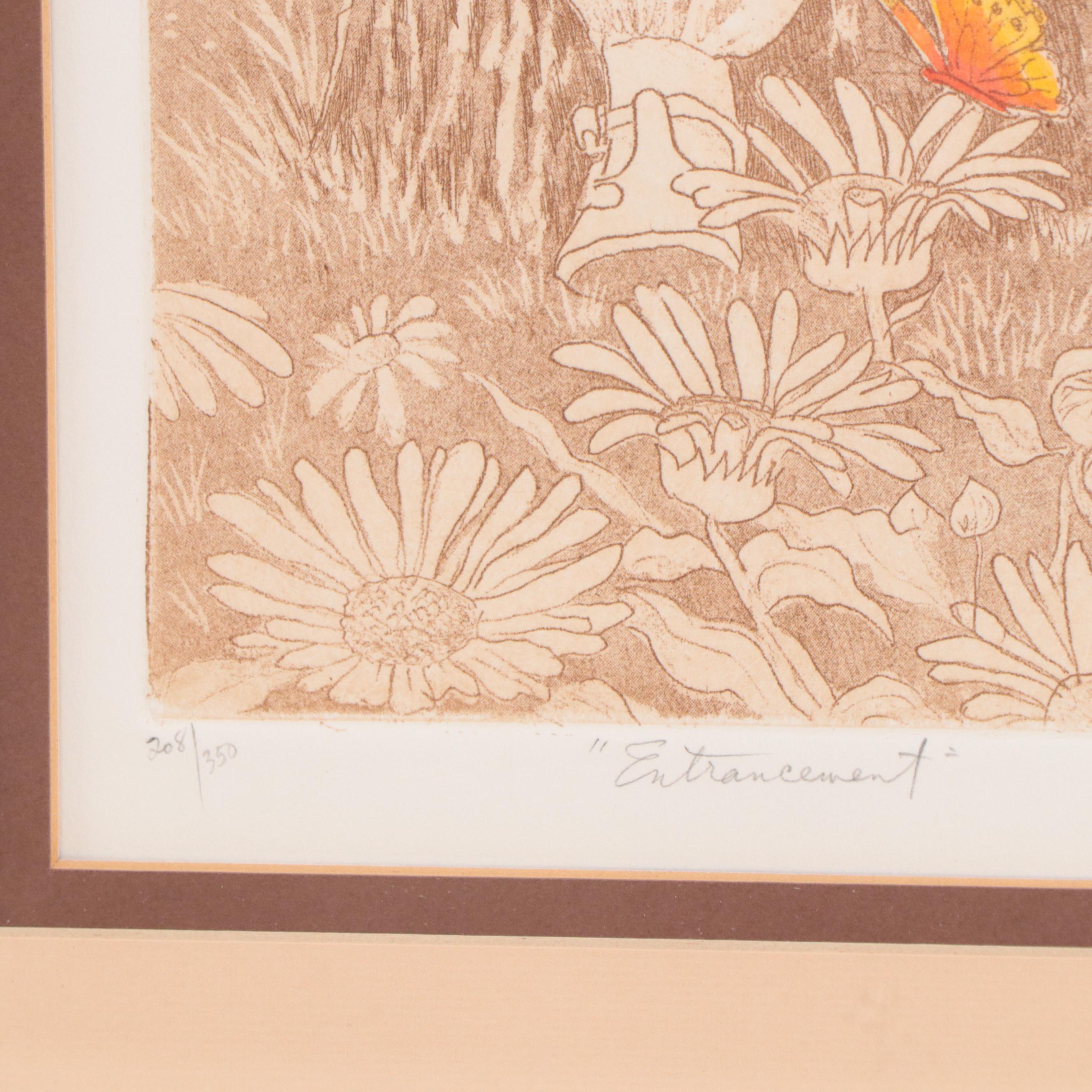 Miriam Ecker Sanguine Etching "Entrancement"