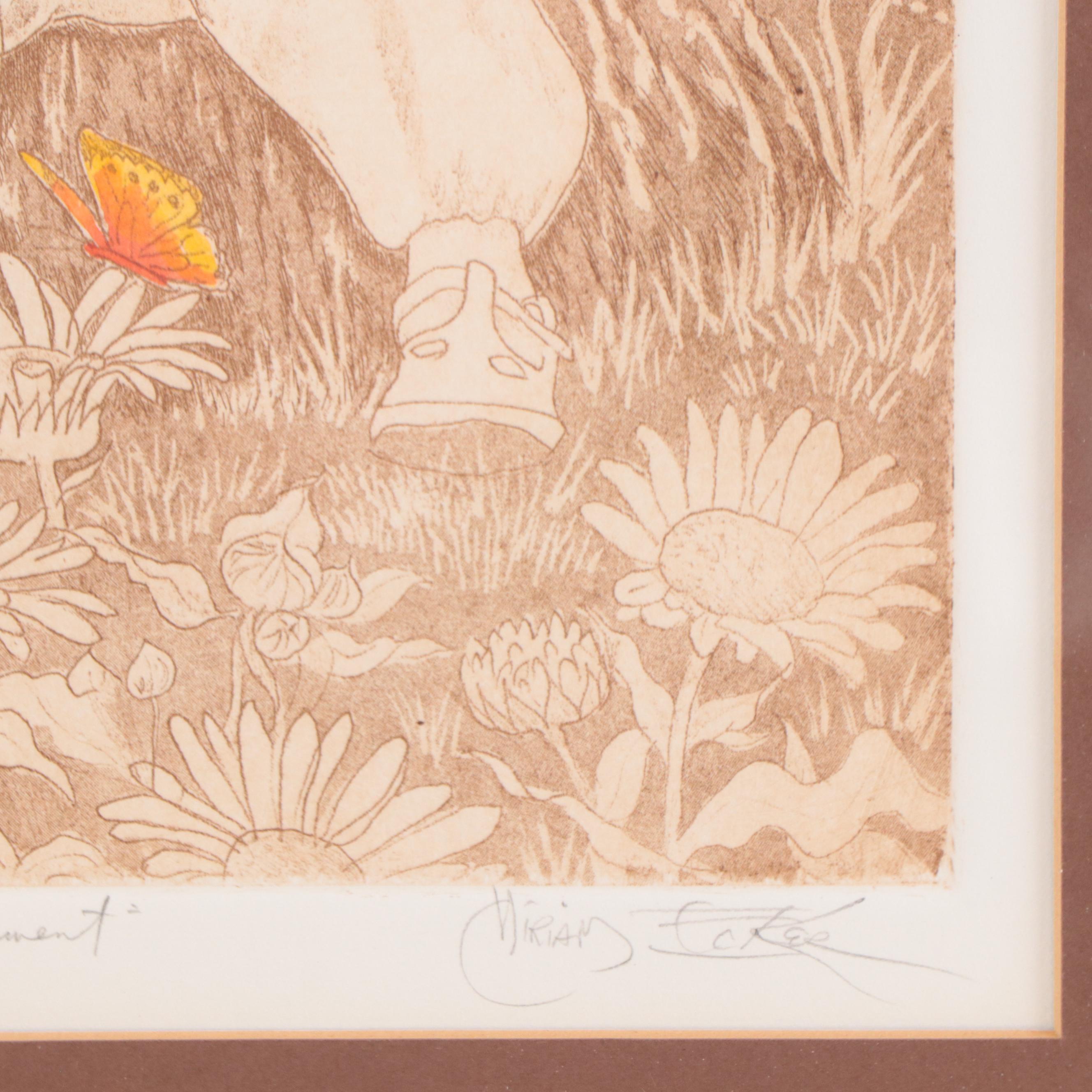 Miriam Ecker Sanguine Etching "Entrancement"