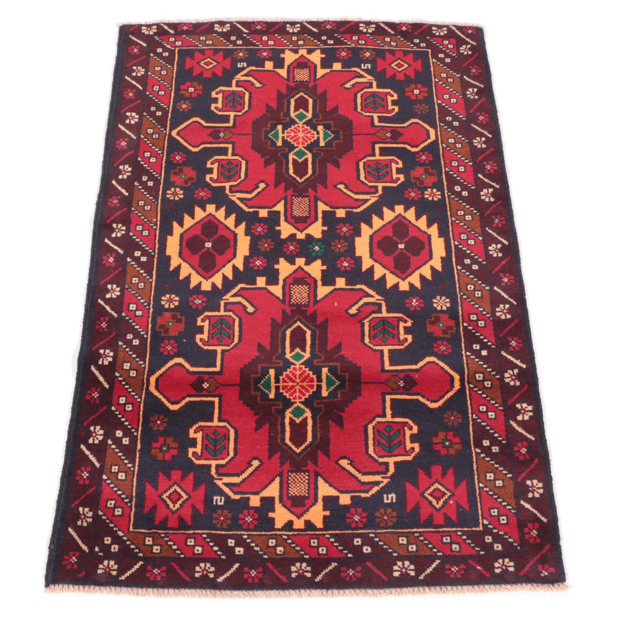 3' x 4'11 Hand-Knotted Afghan Taimani Accent Rug