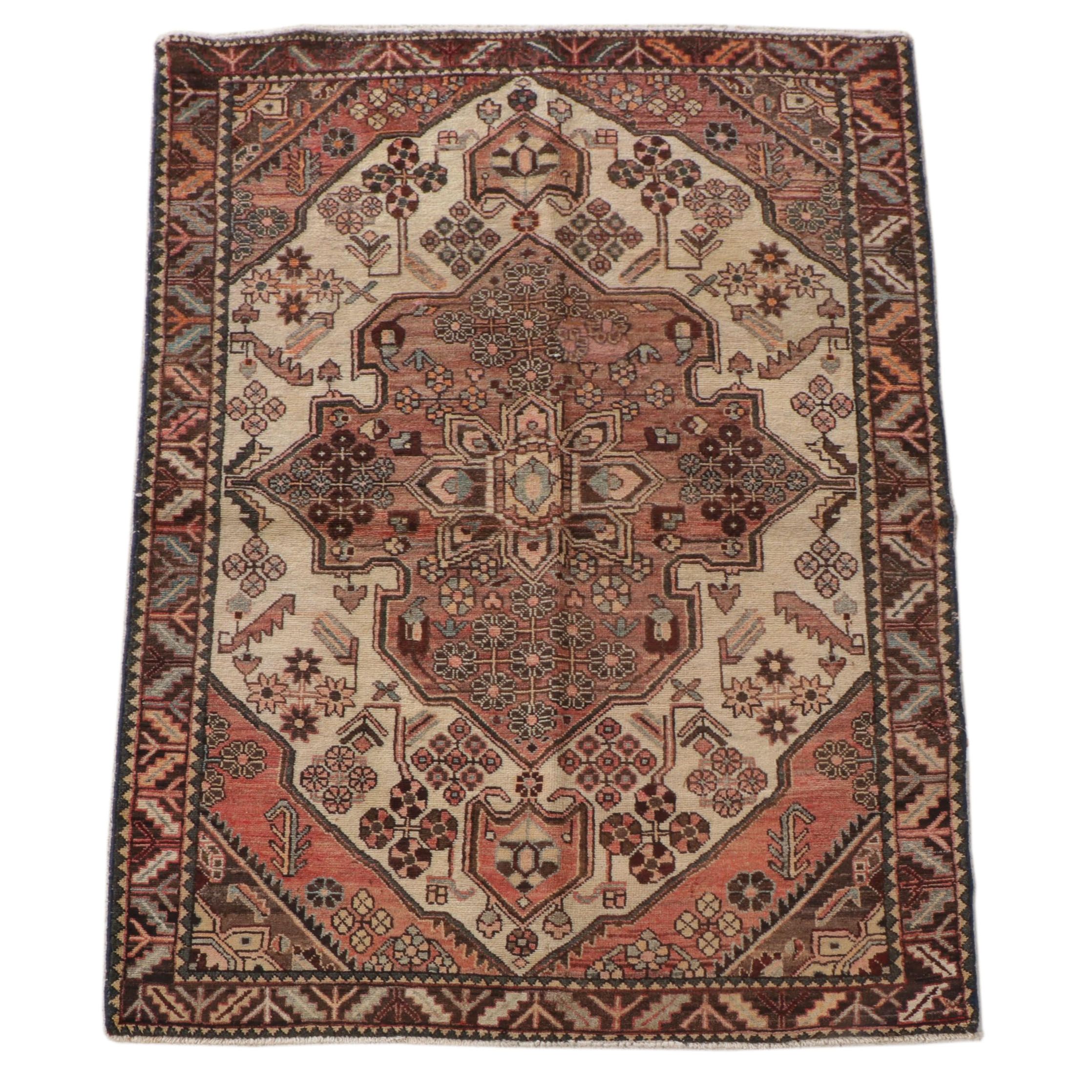 3'8 x 5' Hand-Knotted Persian Hamadan Area Rug