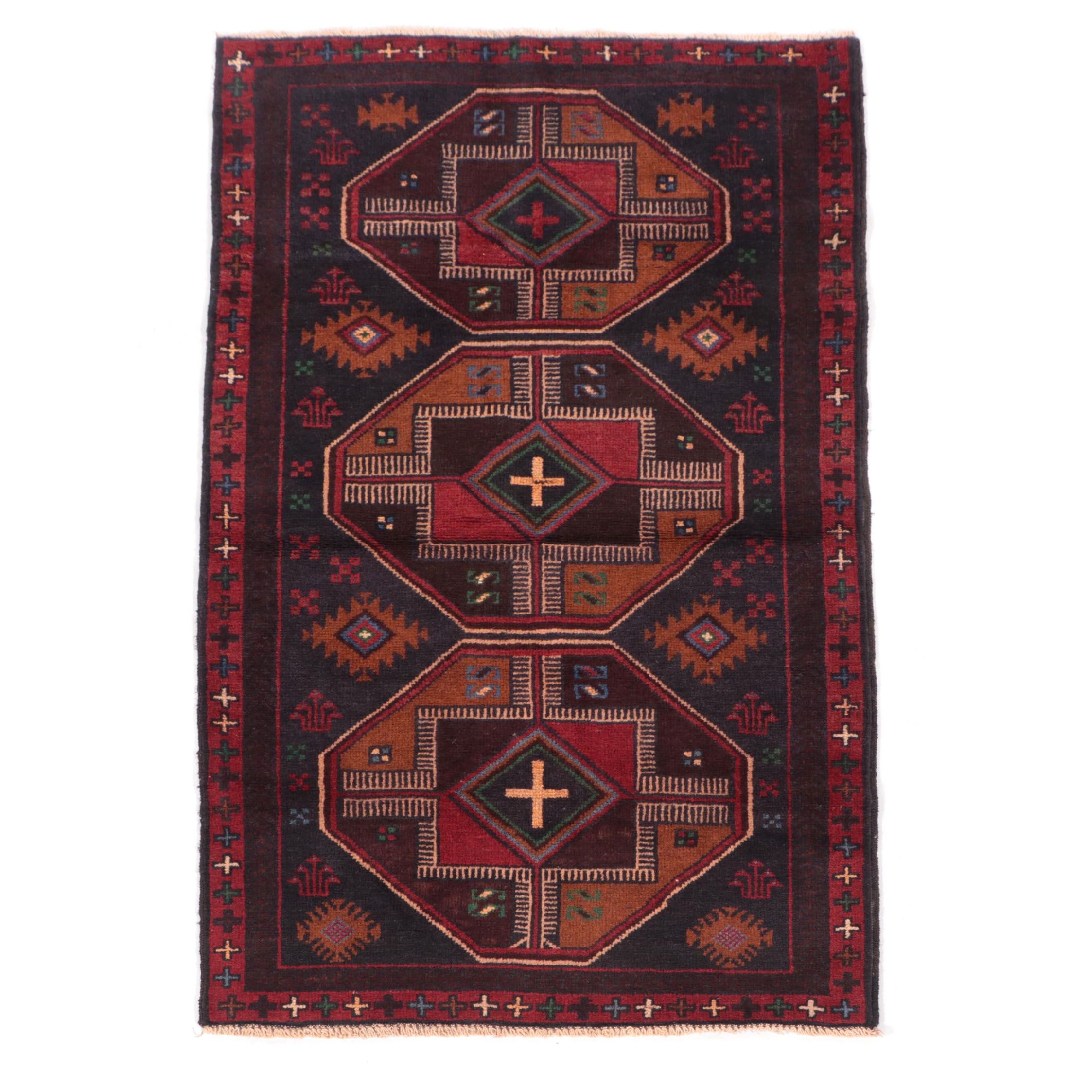 2'9 x 5' Hand-Knotted Afghan Taimani Accent Rug