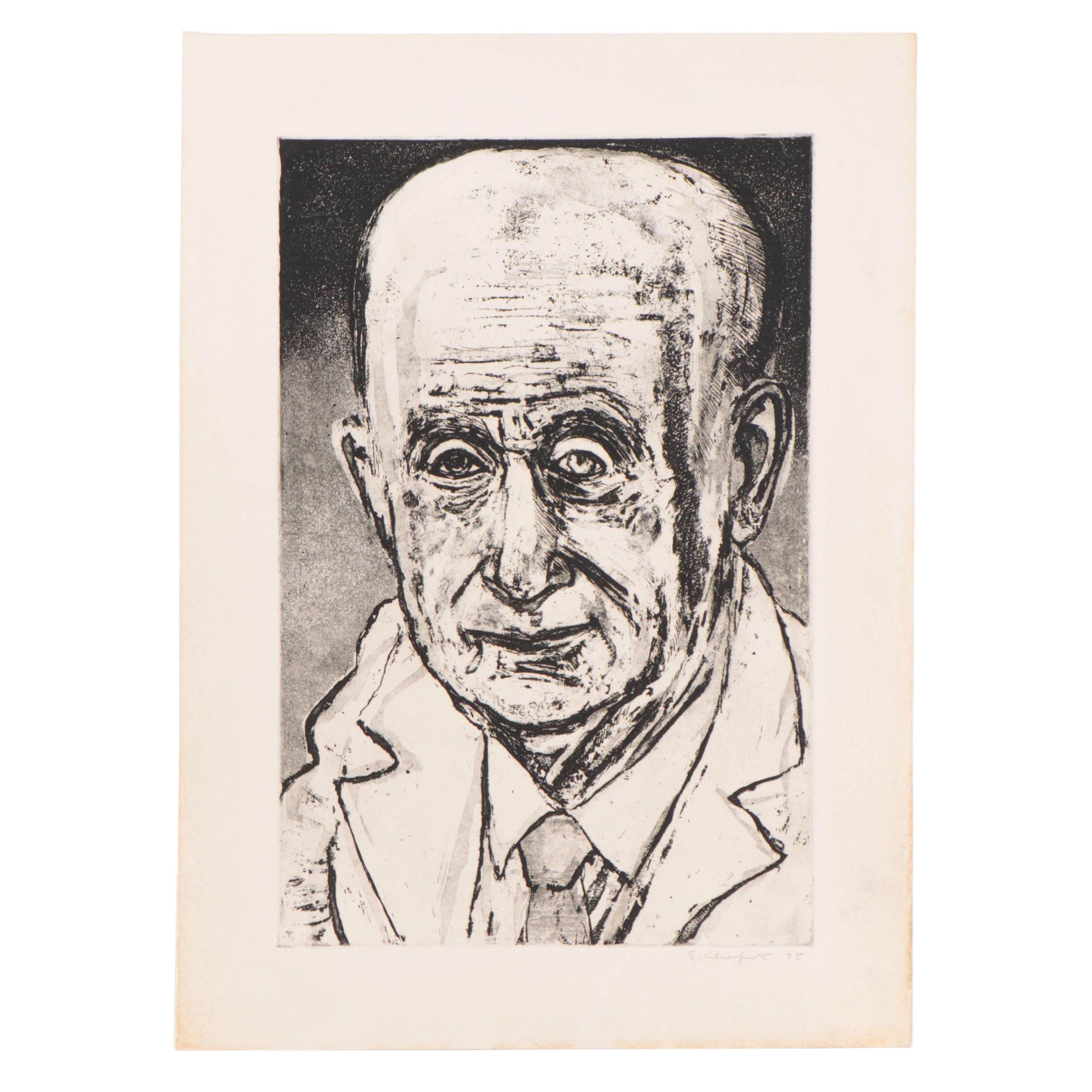 Sidney Chafetz Etching With Aquatint "Dr. Zollinger," 1975