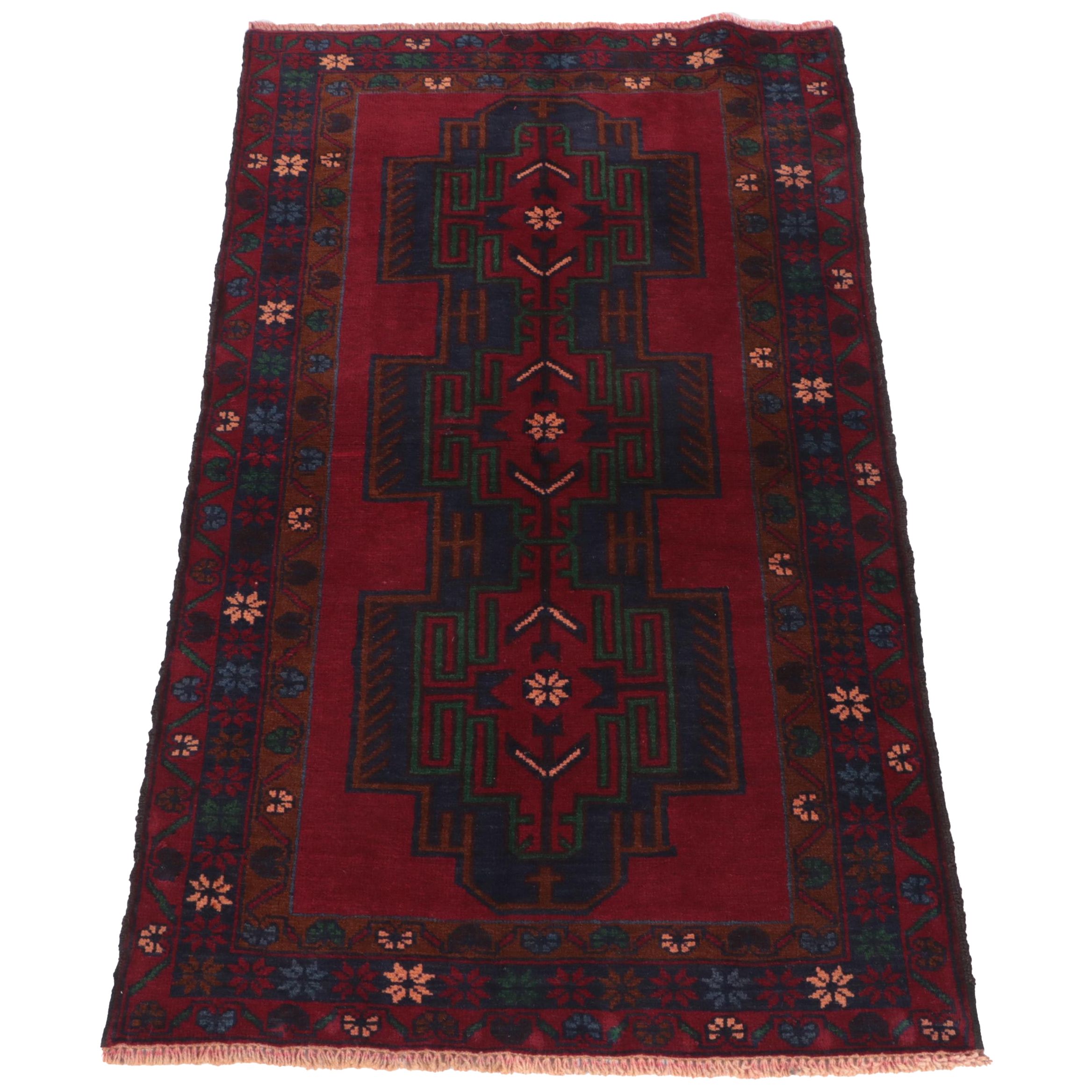 2'6 x 4'6 Hand-Knotted Afghan Baluch Accent Rug