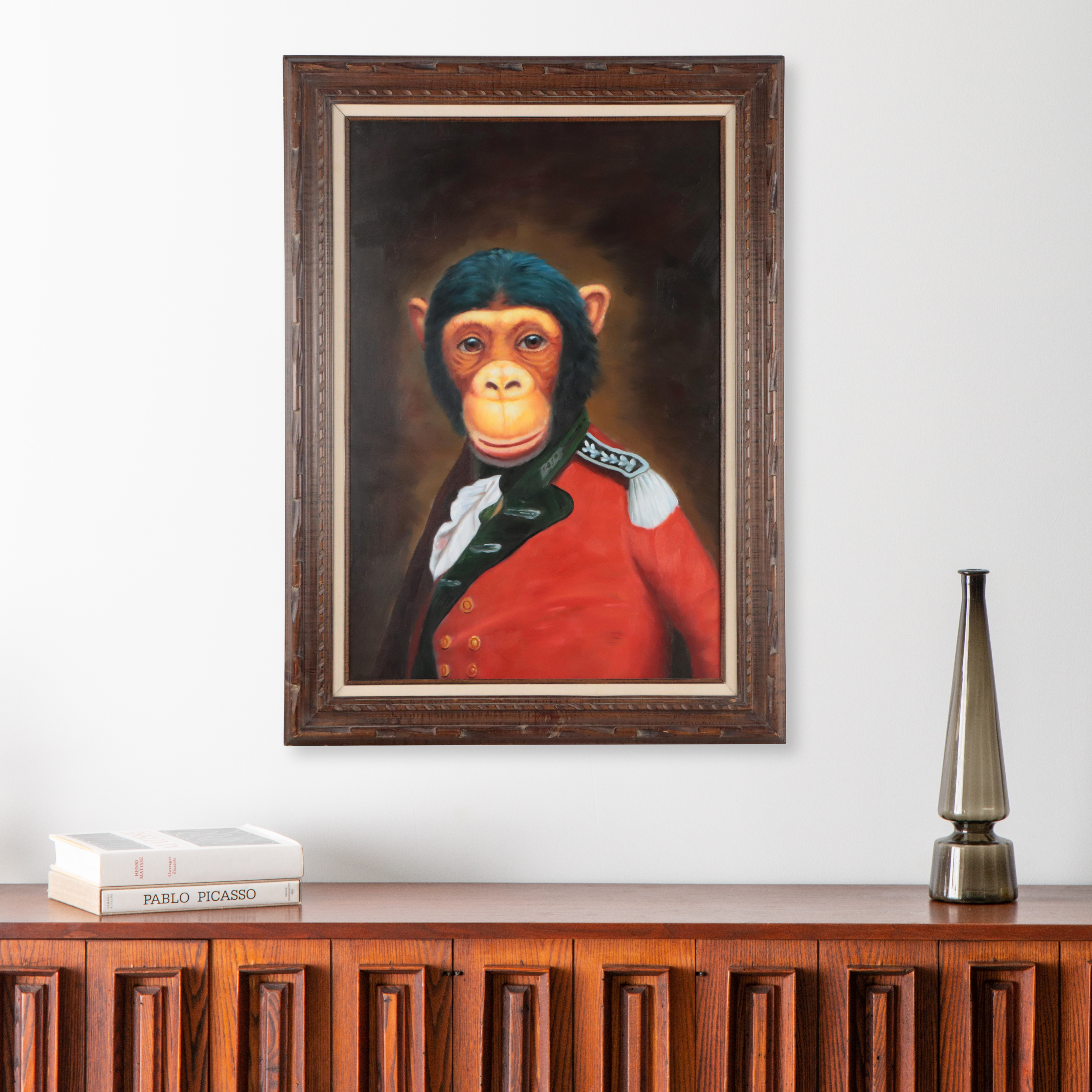 Chimpanzee in Military Uniform Oil Painting