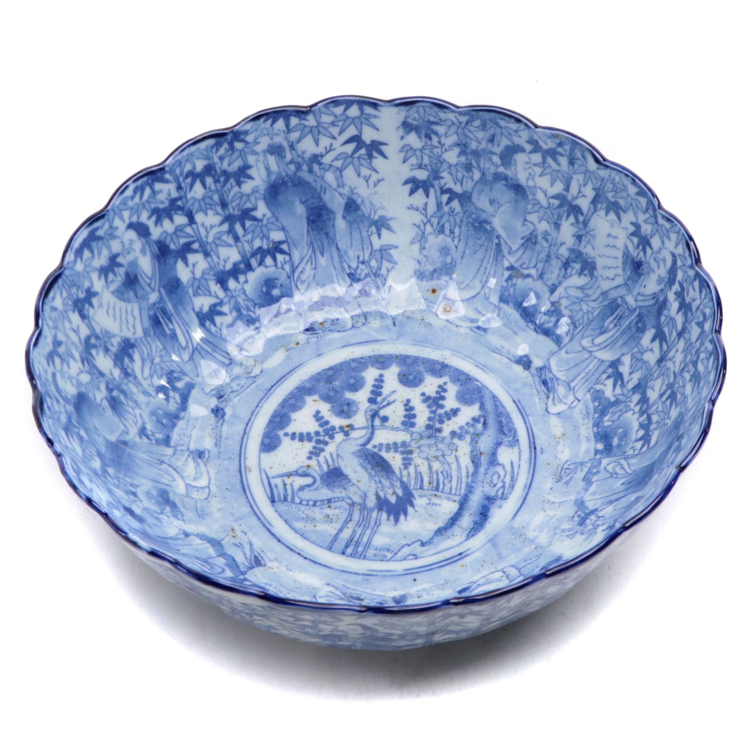 Japanese Blue and White Imari Porcelain Bowl