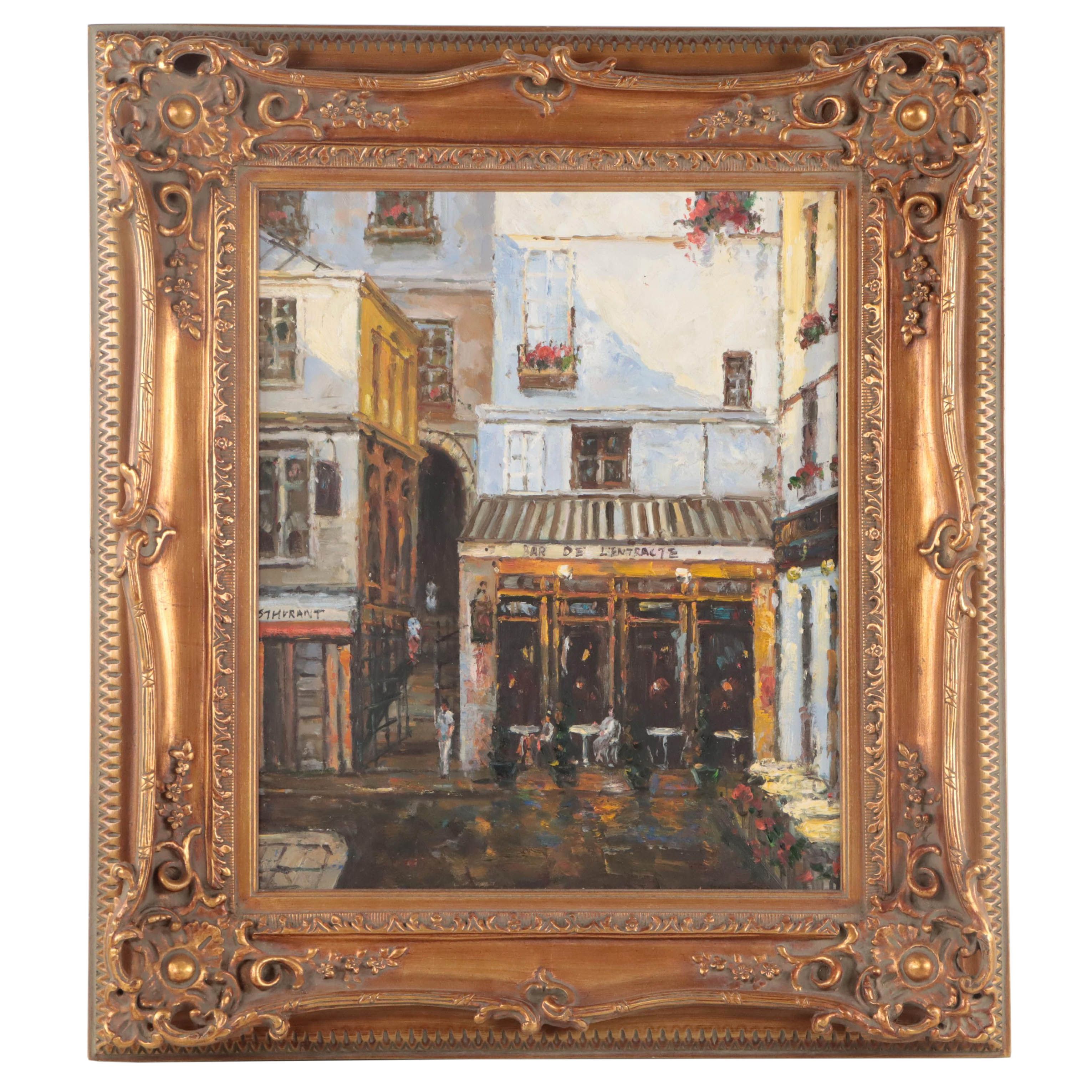 Parisian Street Scene Oil Painting, 21st Century