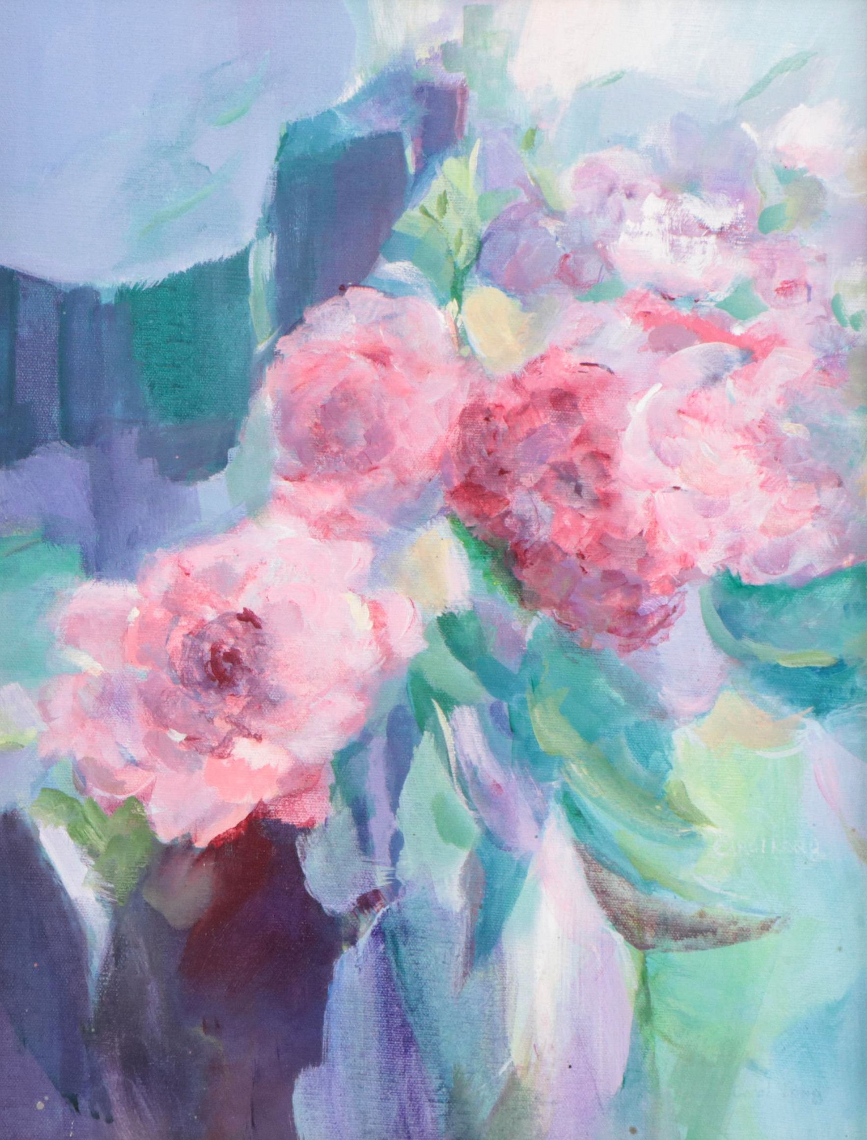 Carol Long Oil Painting of Flowers "Rosy Spring"