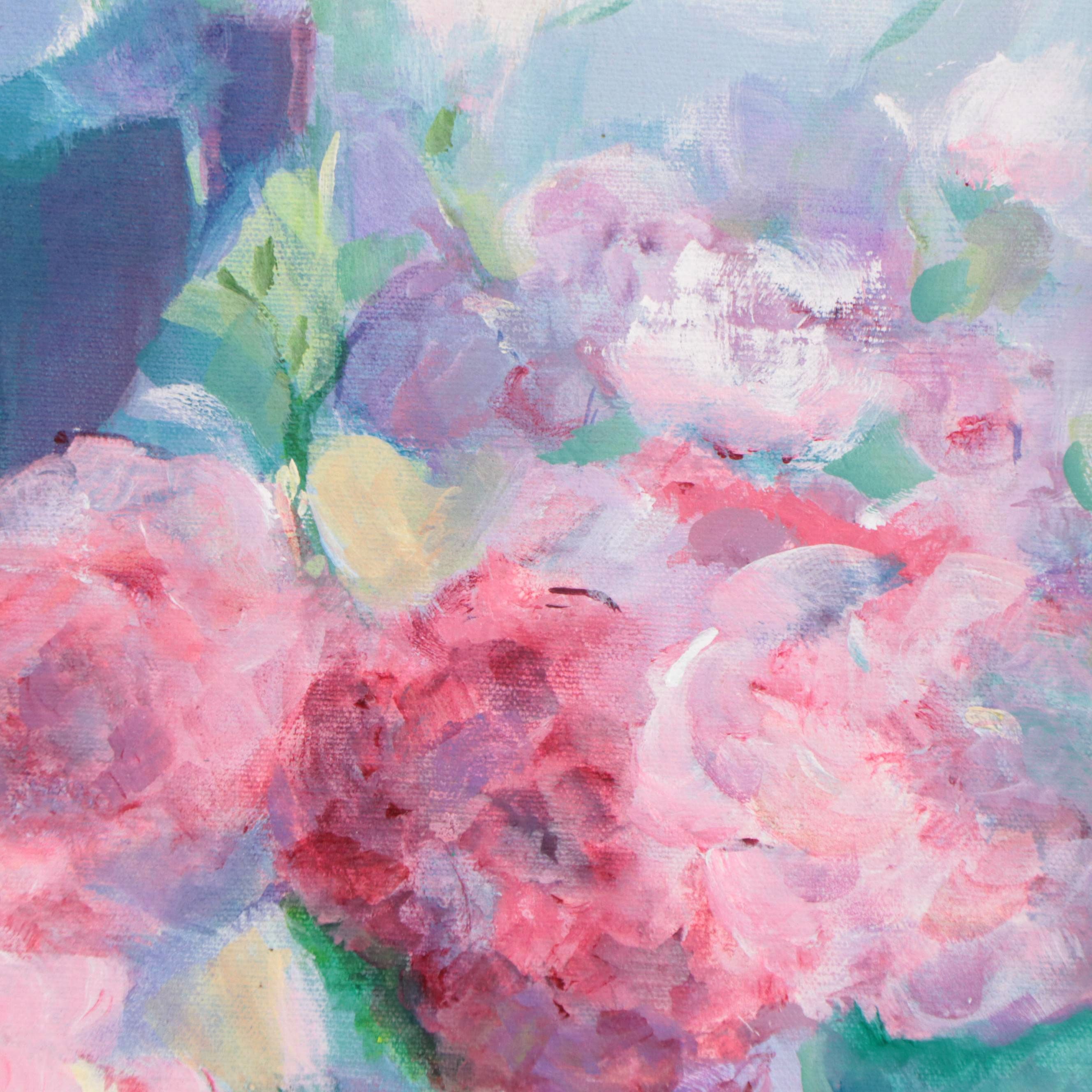 Carol Long Oil Painting of Flowers "Rosy Spring"
