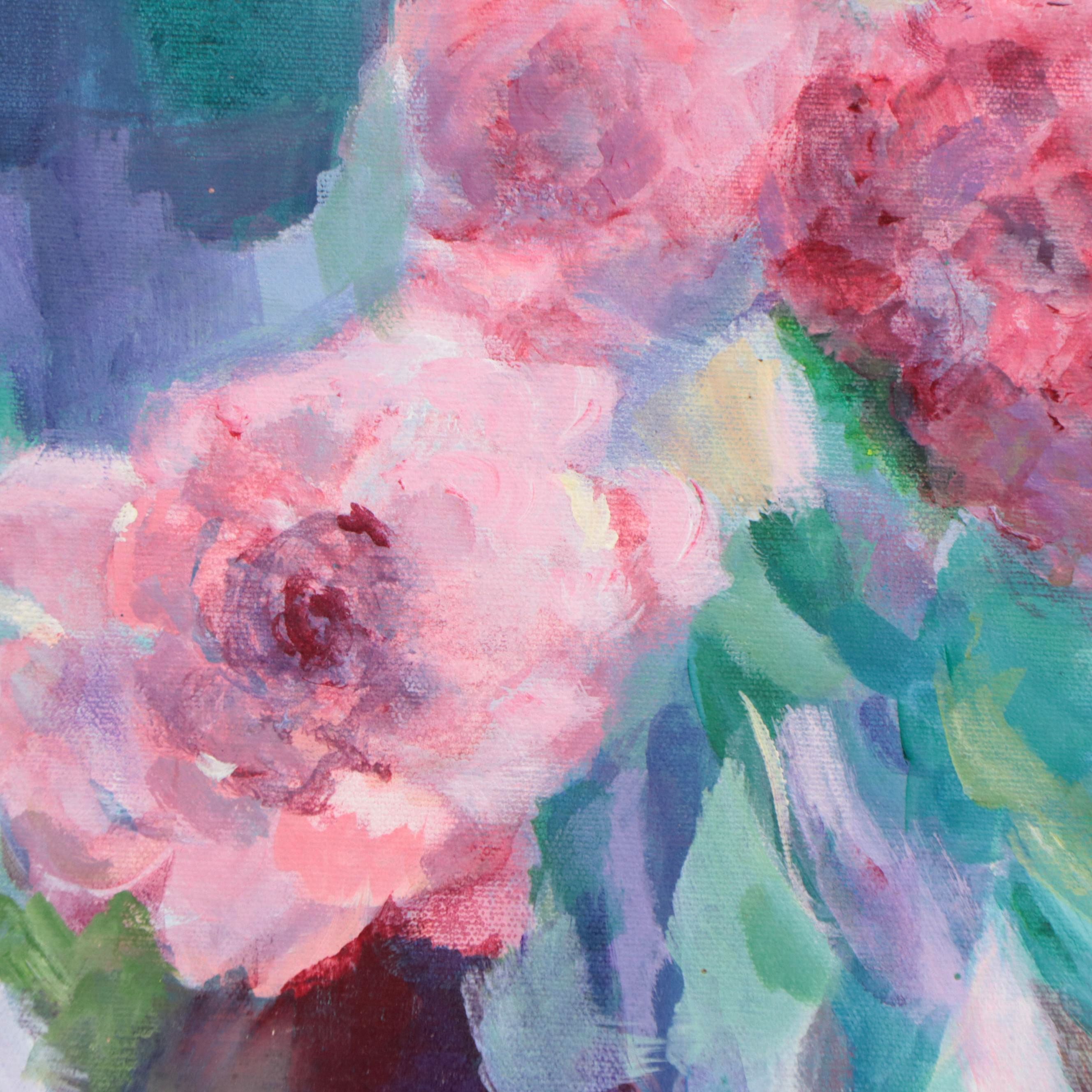 Carol Long Oil Painting of Flowers "Rosy Spring"