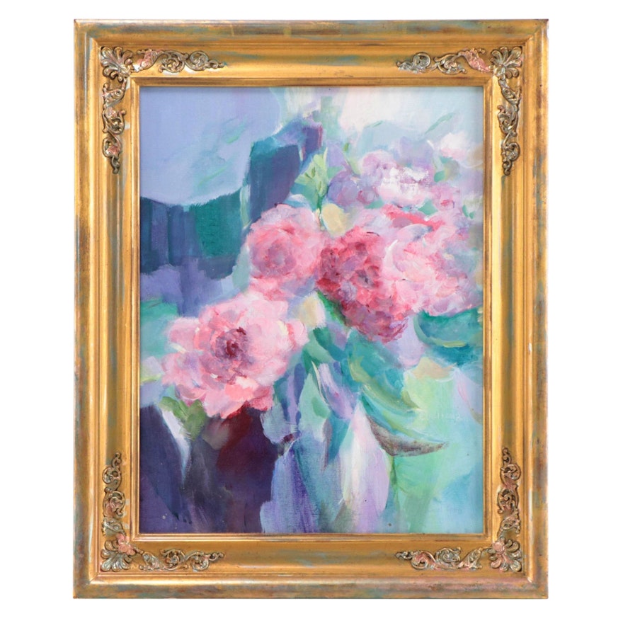 Carol Long Oil Painting of Flowers "Rosy Spring"