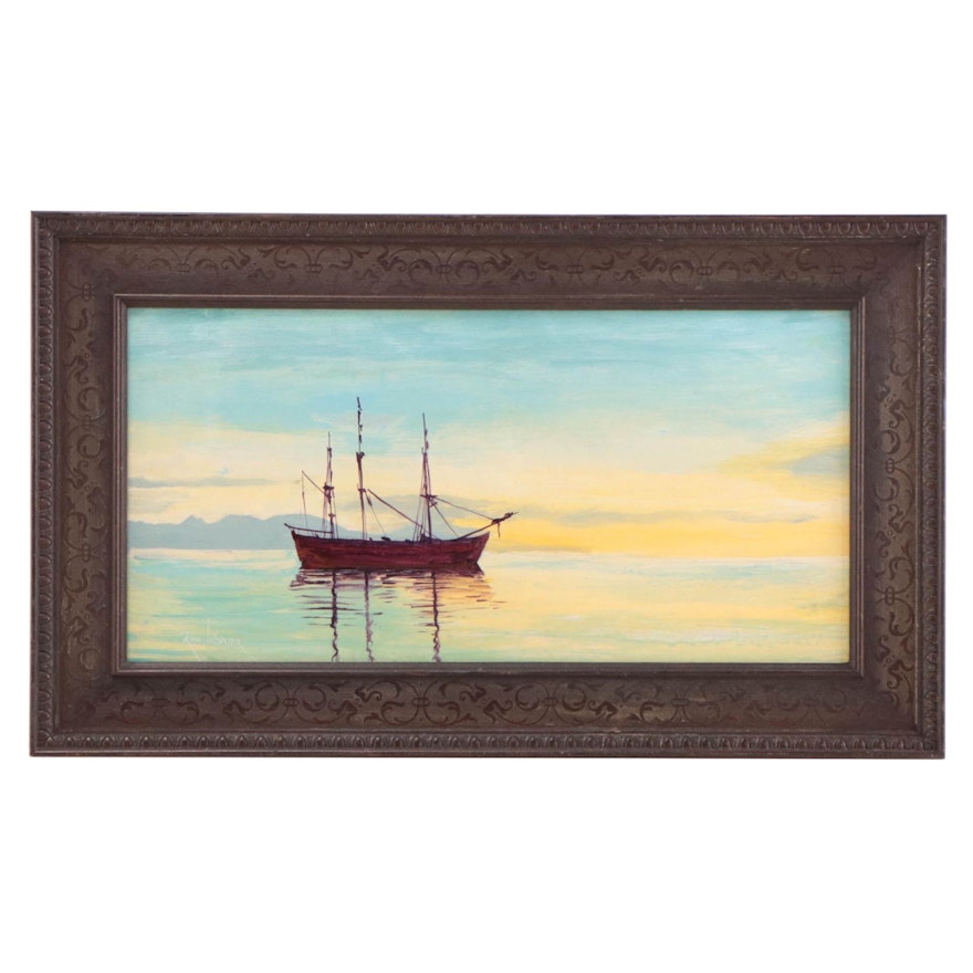 Russ Webster Oil Painting of Sailboat