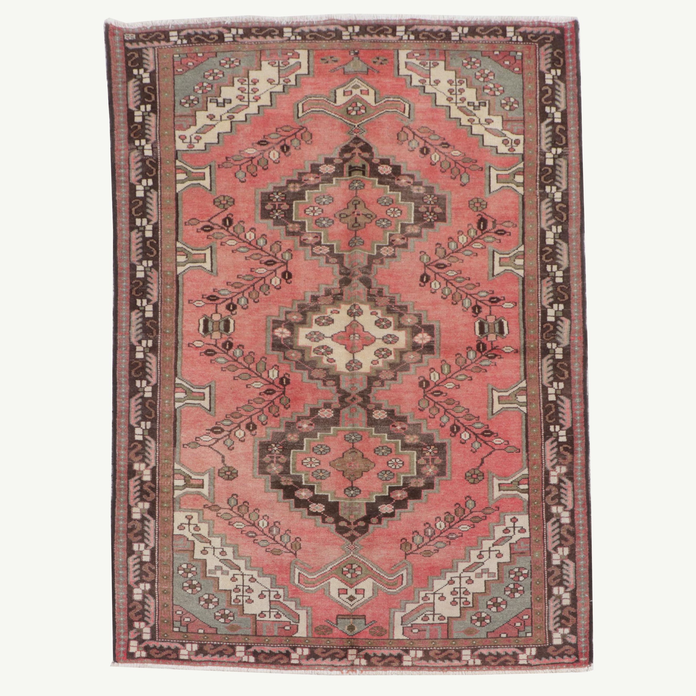 4'4 x 6'7 Hand-Knotted Persian Hamadan Area Rug