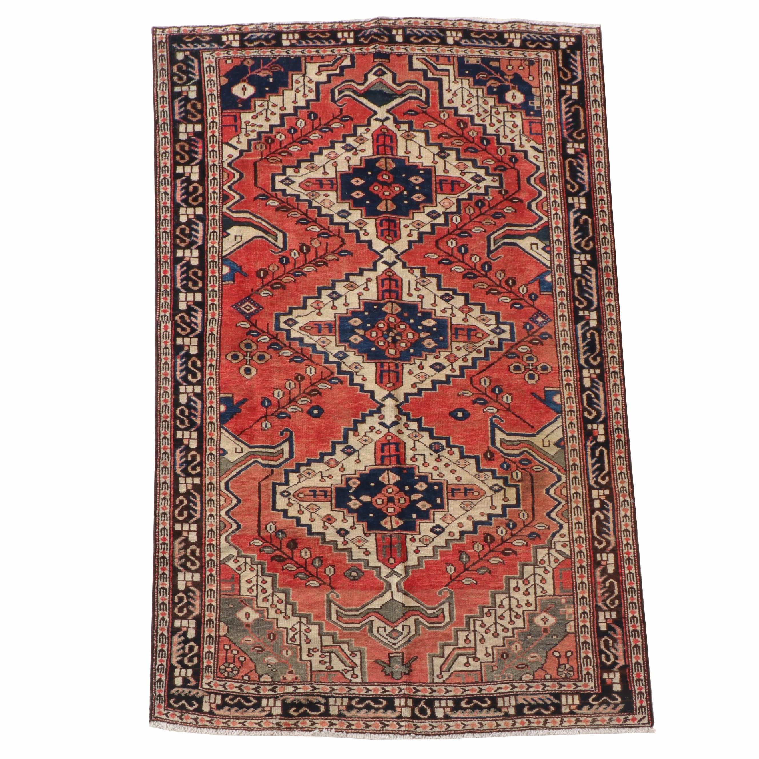 4'3 x 6'4 Hand-Knotted Persian Hamadan Area Rug