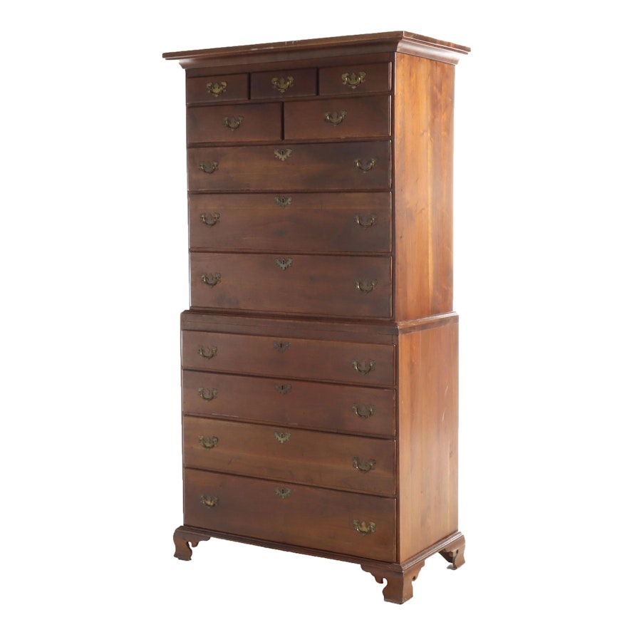 Federal Cherrywood and Hardwood Chest-on-Chest, 19th C and Restored