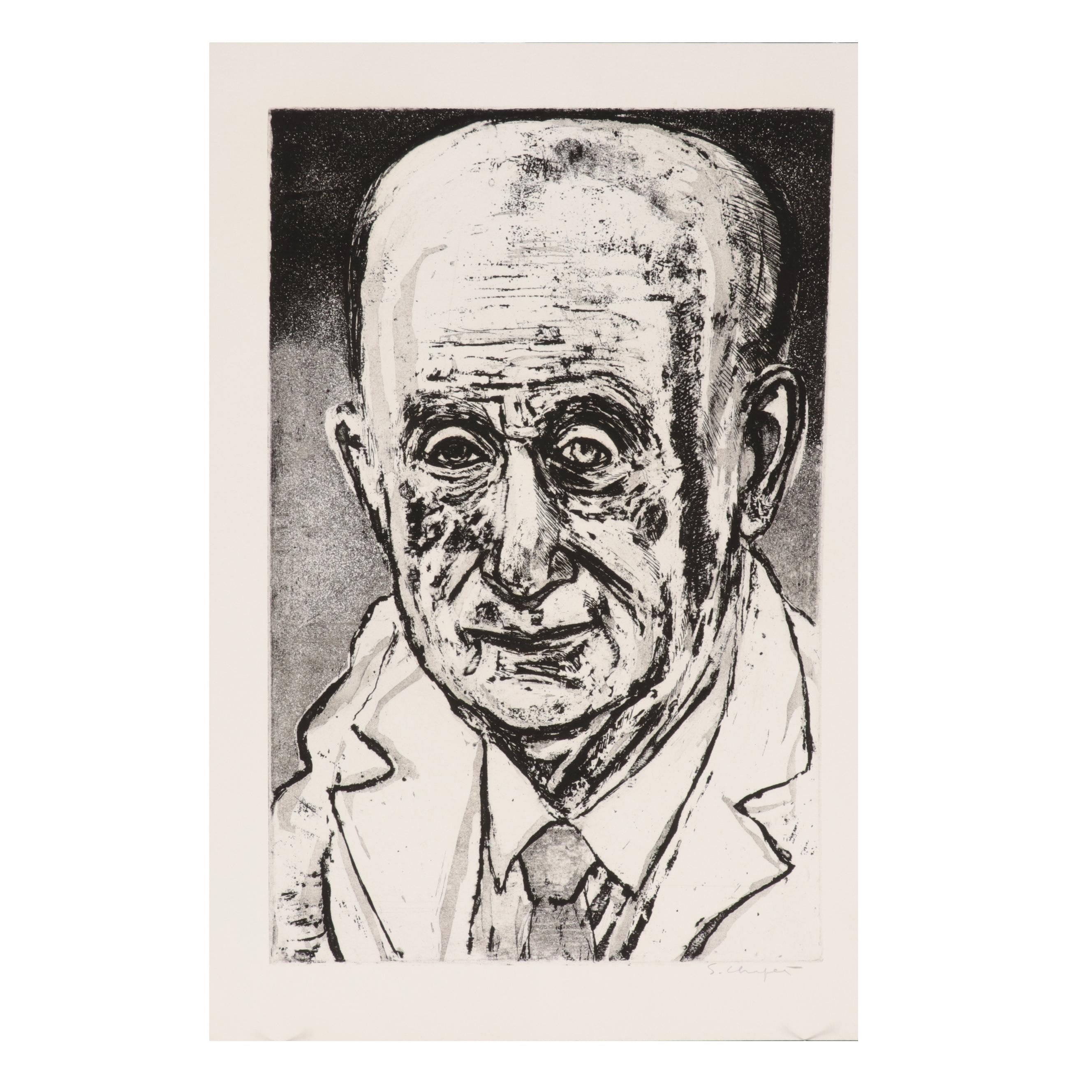 Sidney Chafetz Etching With Aquatint "Dr. Zollinger," 1975