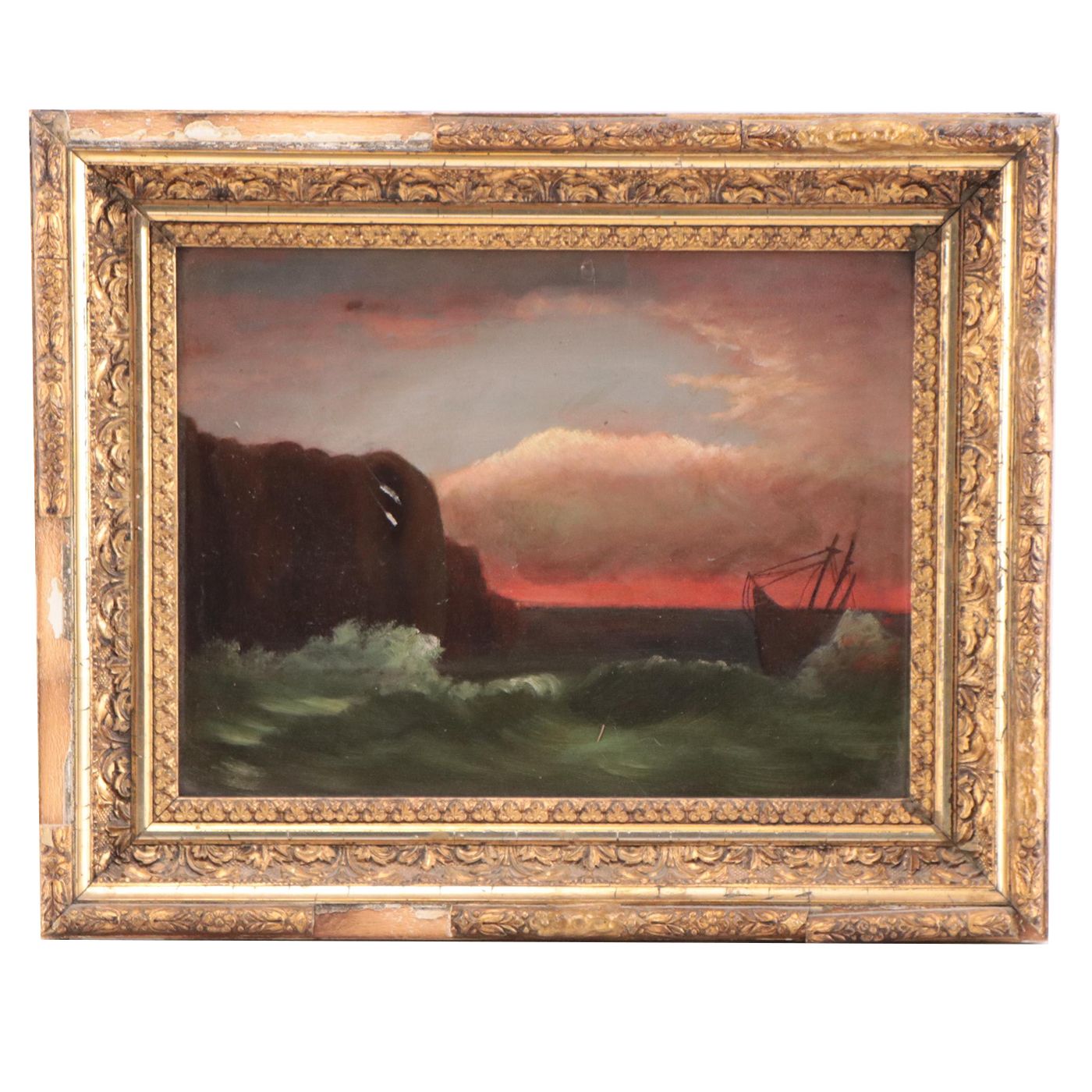 Oil Painting of Boat on the Ocean