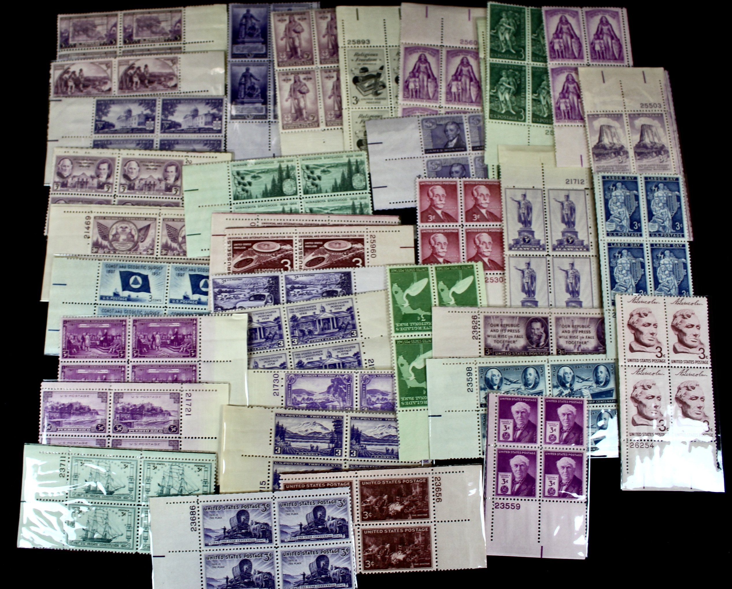 570 U.S. Postage Stamp Plate Blocks