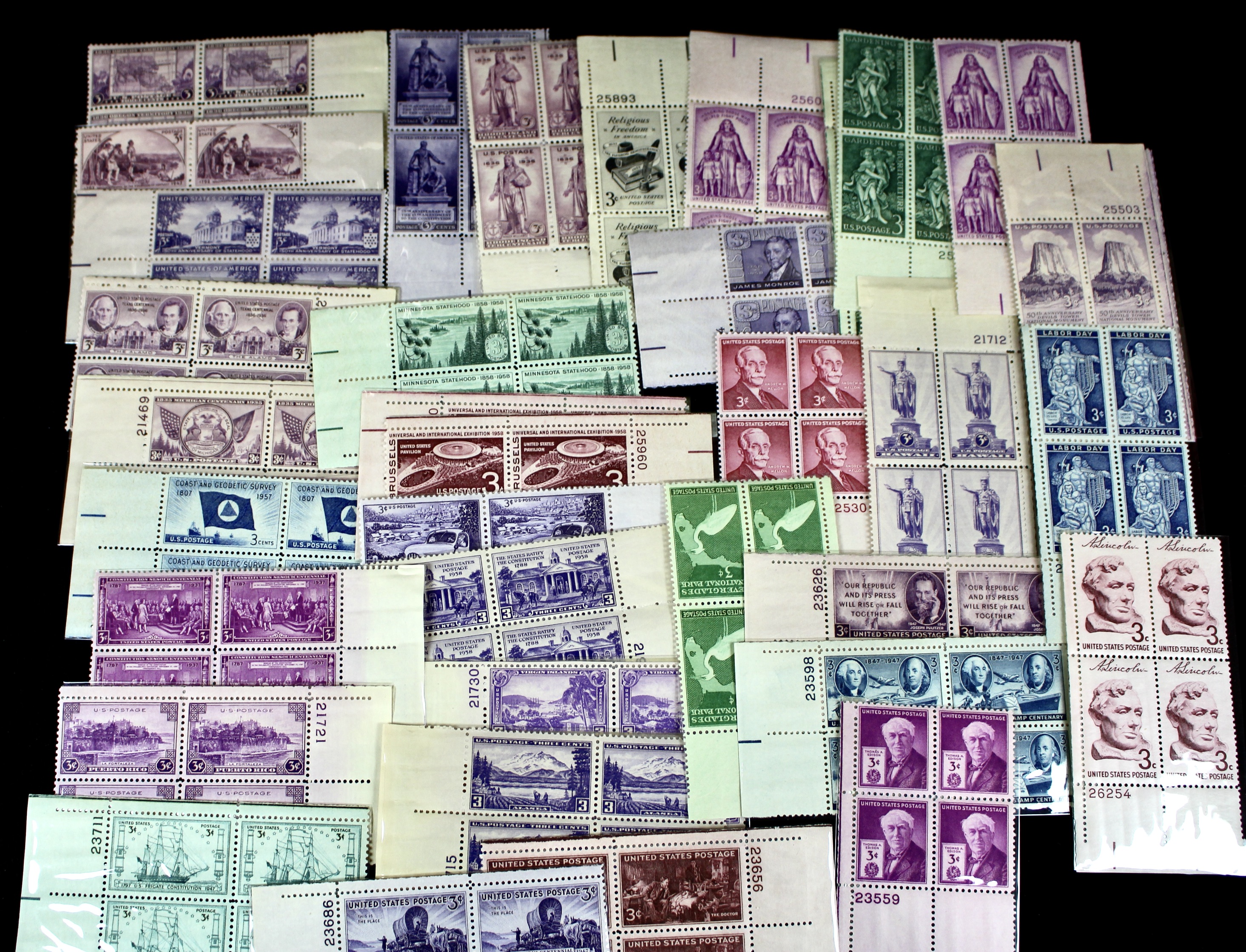 570 U.S. Postage Stamp Plate Blocks