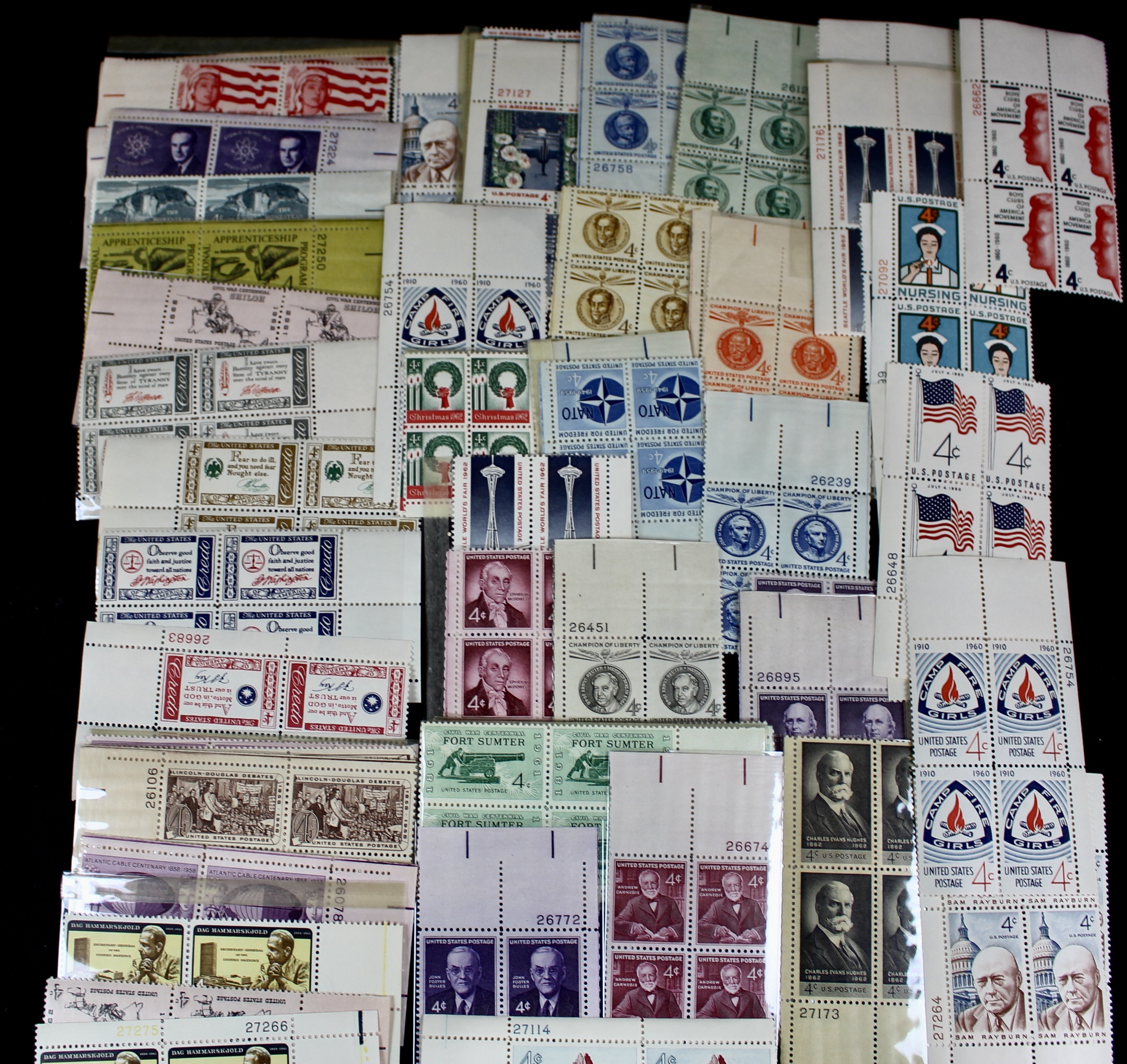 570 U.S. Postage Stamp Plate Blocks
