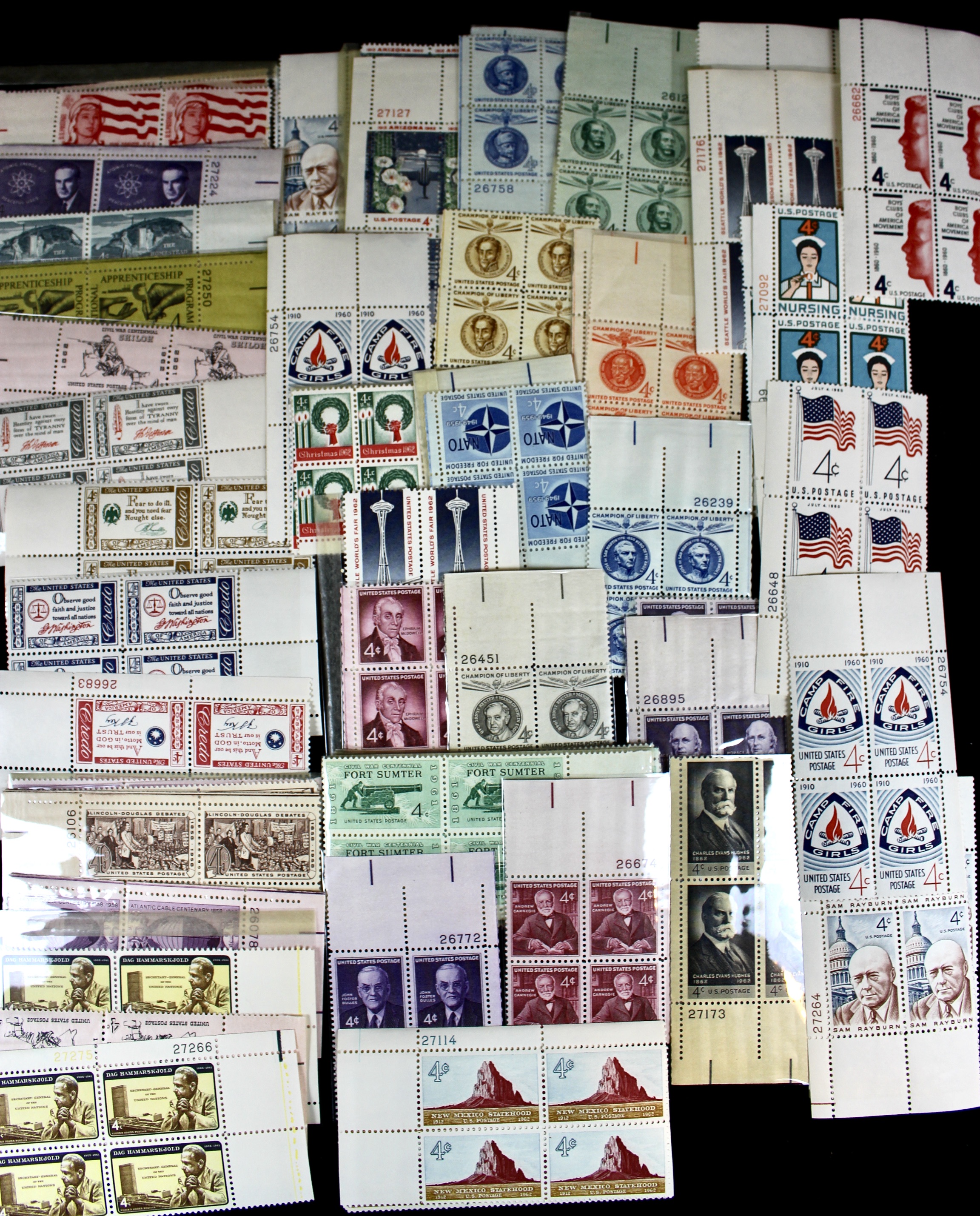 570 U.S. Postage Stamp Plate Blocks