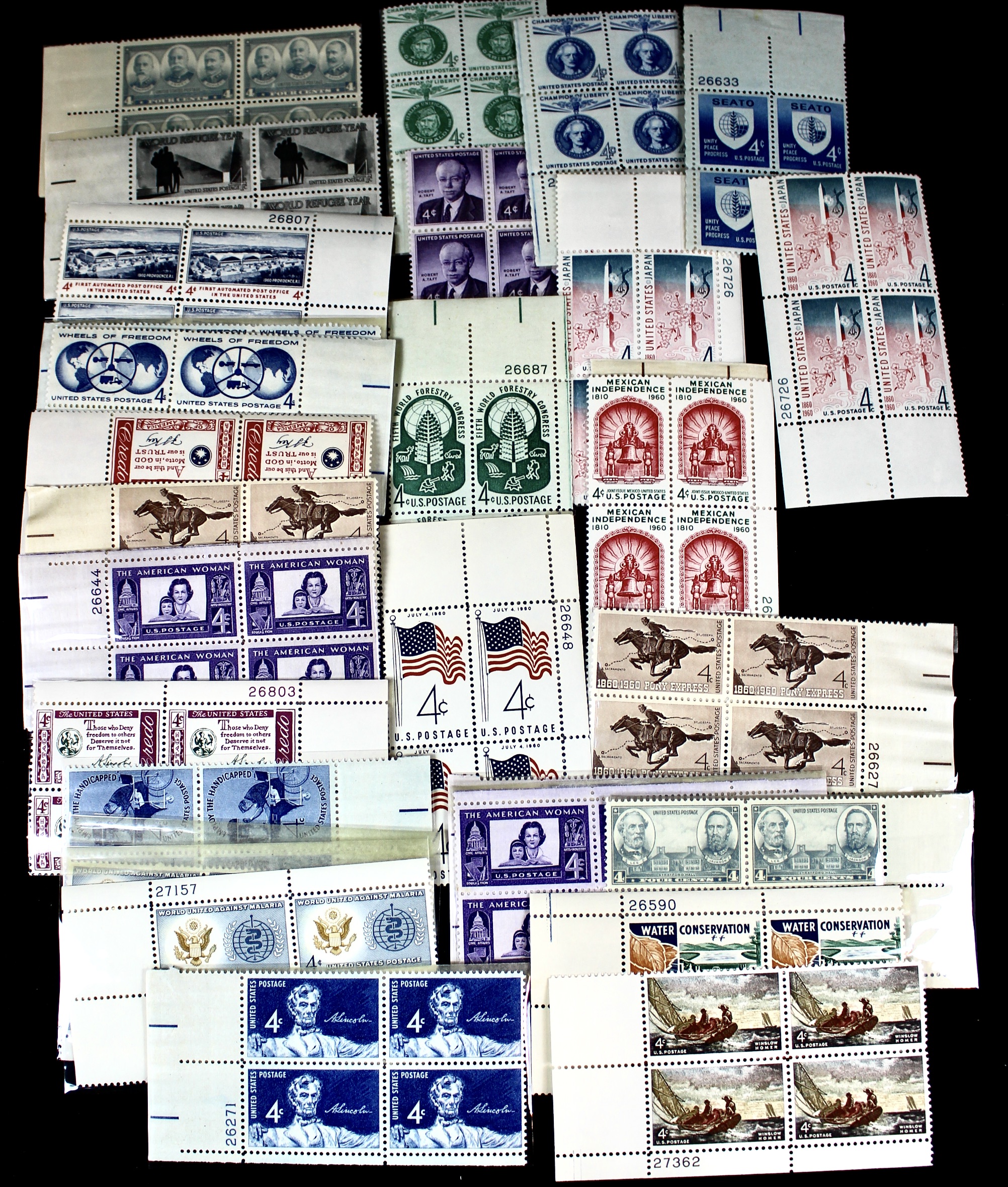 570 U.S. Postage Stamp Plate Blocks