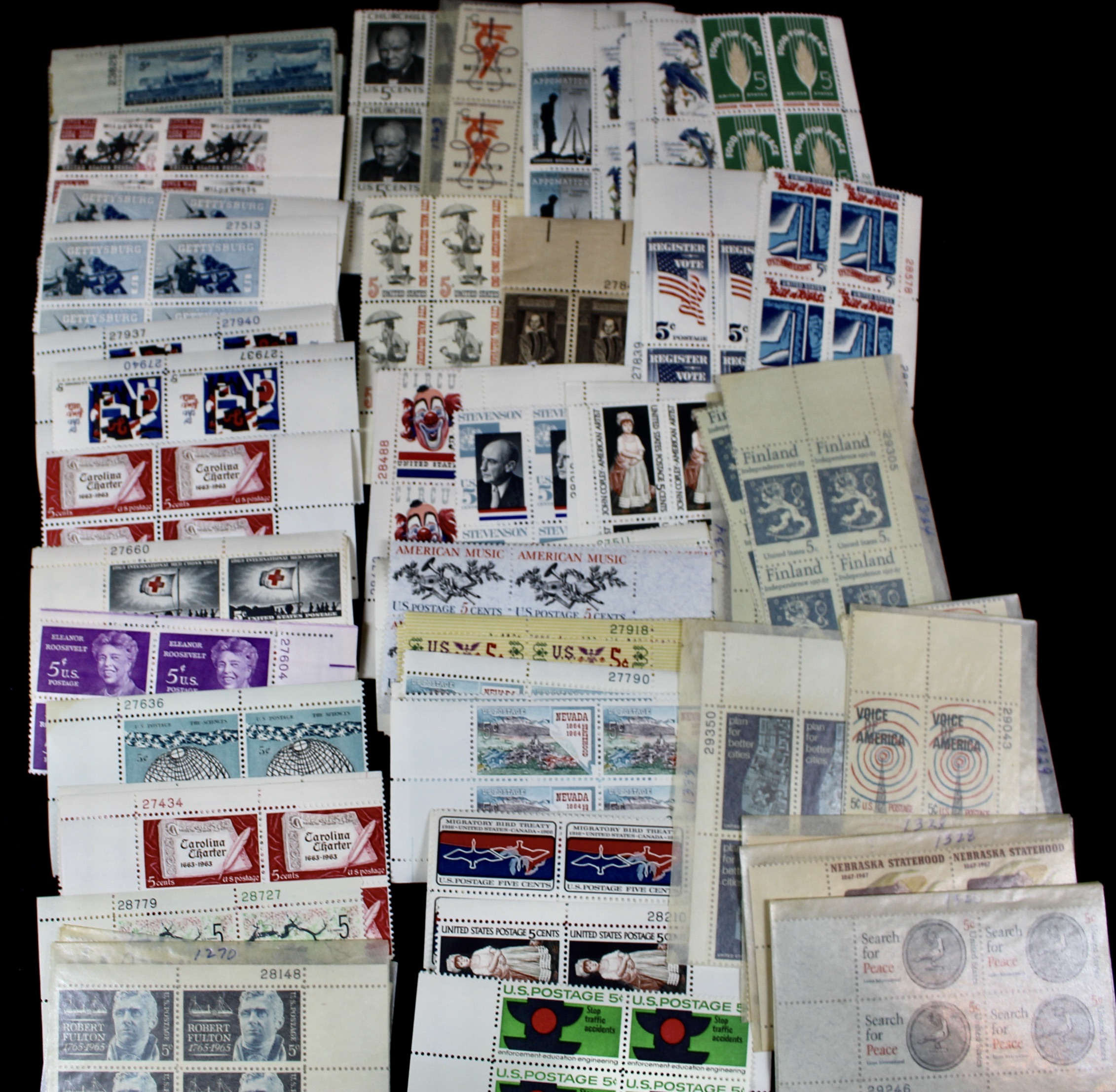 570 U.S. Postage Stamp Plate Blocks