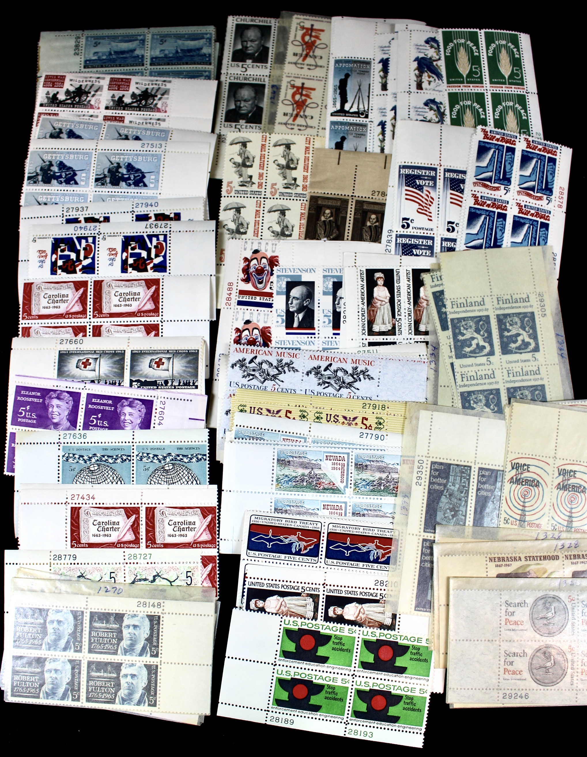 570 U.S. Postage Stamp Plate Blocks