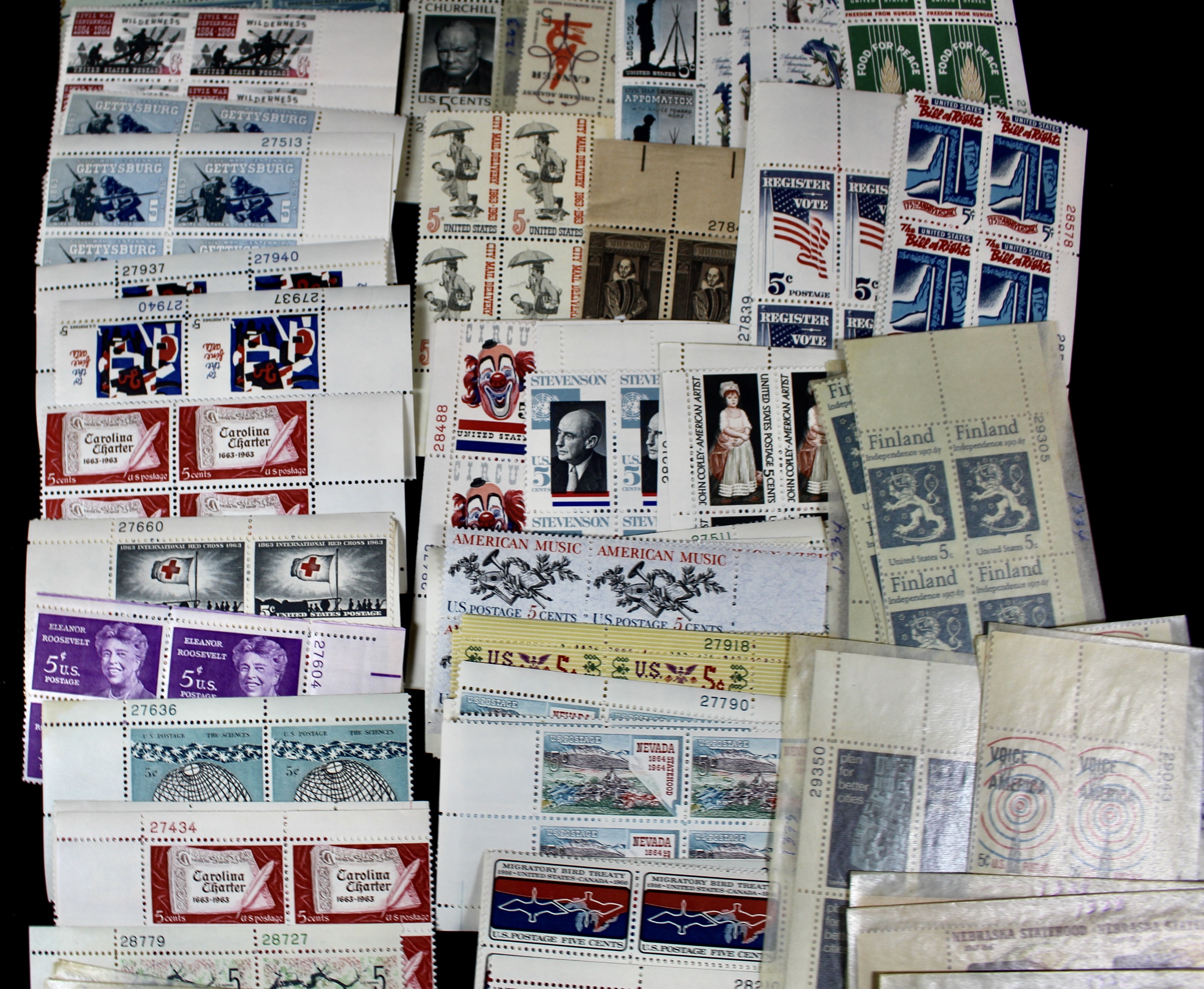 570 U.S. Postage Stamp Plate Blocks