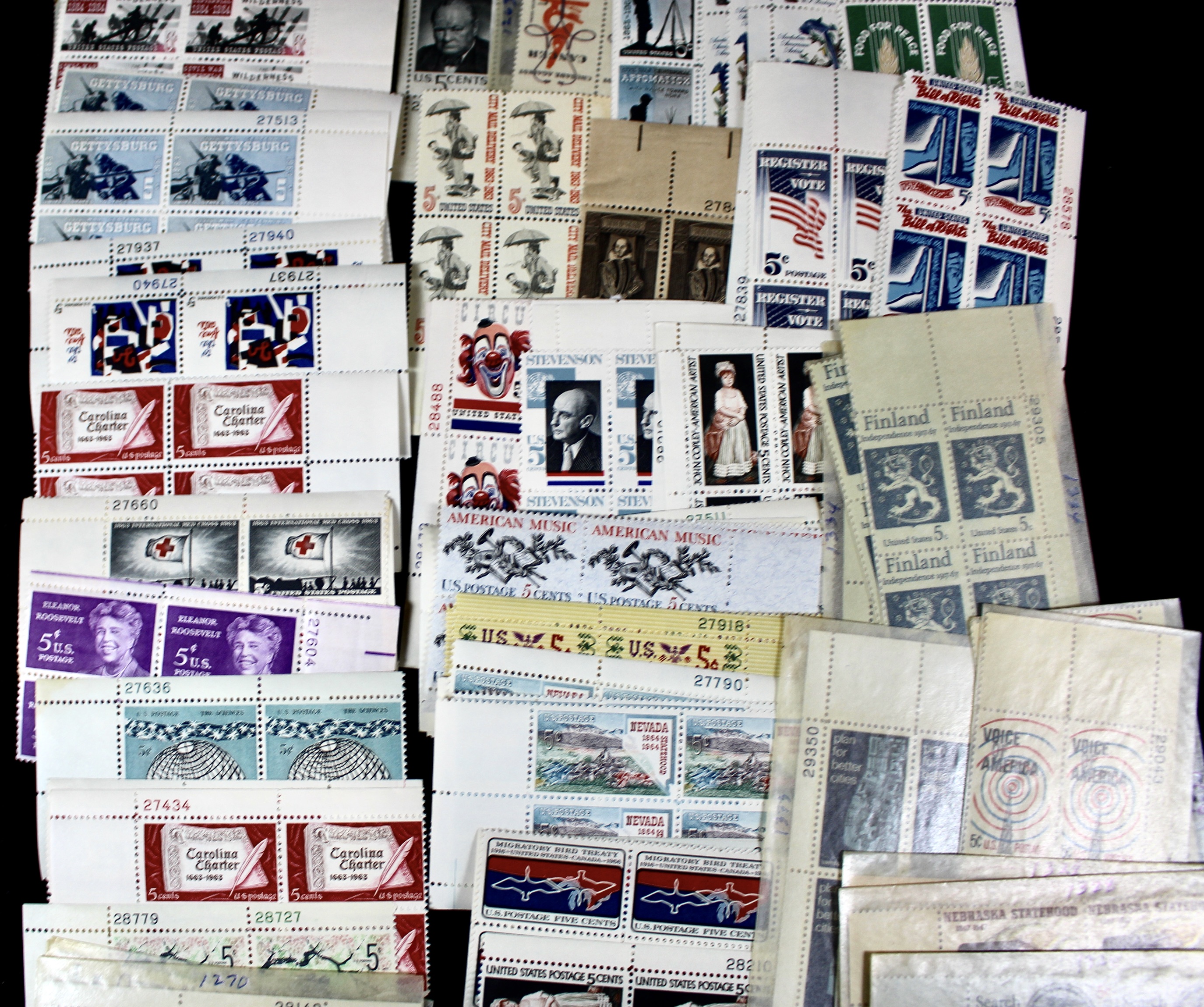 570 U.S. Postage Stamp Plate Blocks