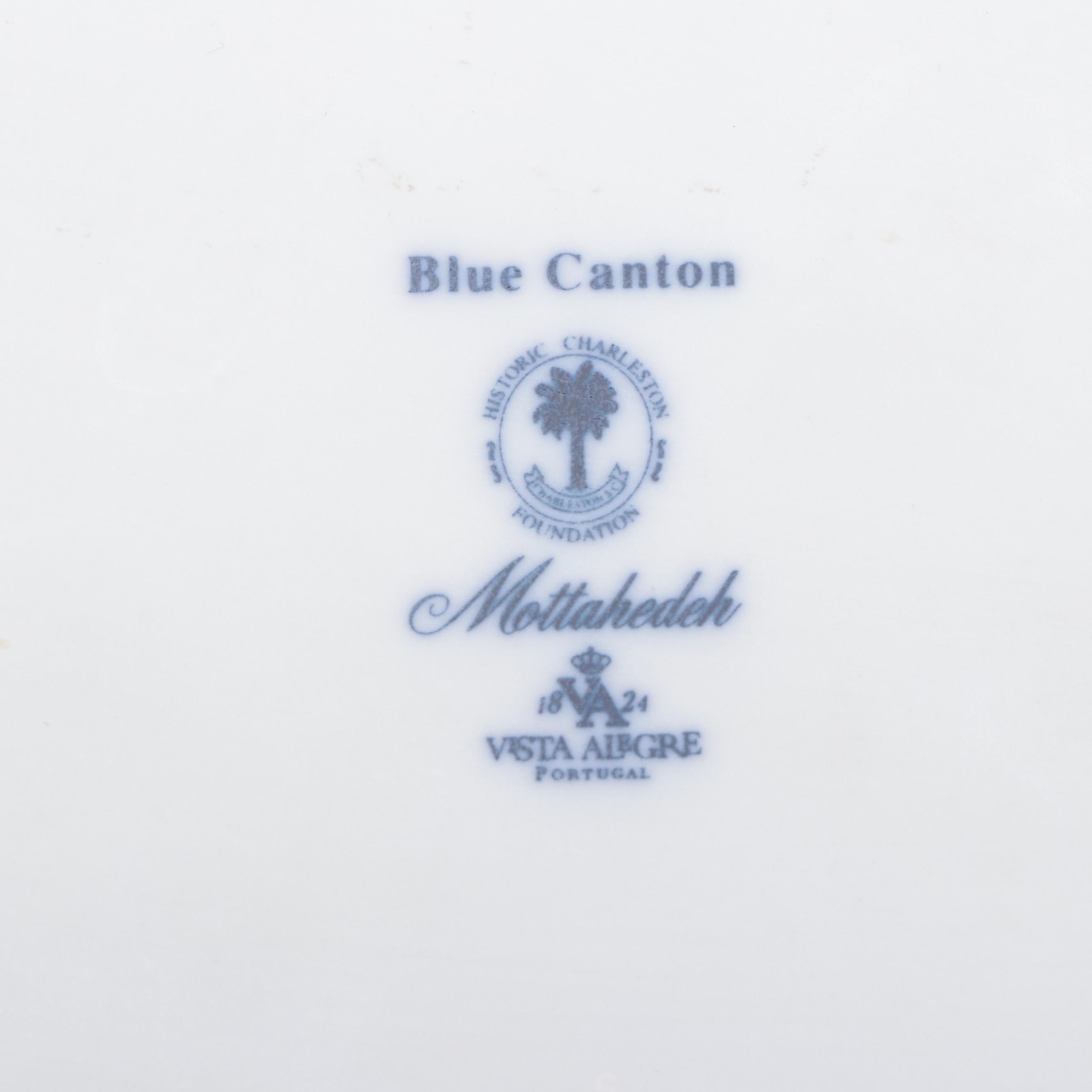 Mottahedeh "Blue Canton" Trinket Box with Other Chinese Porcelain Canisters