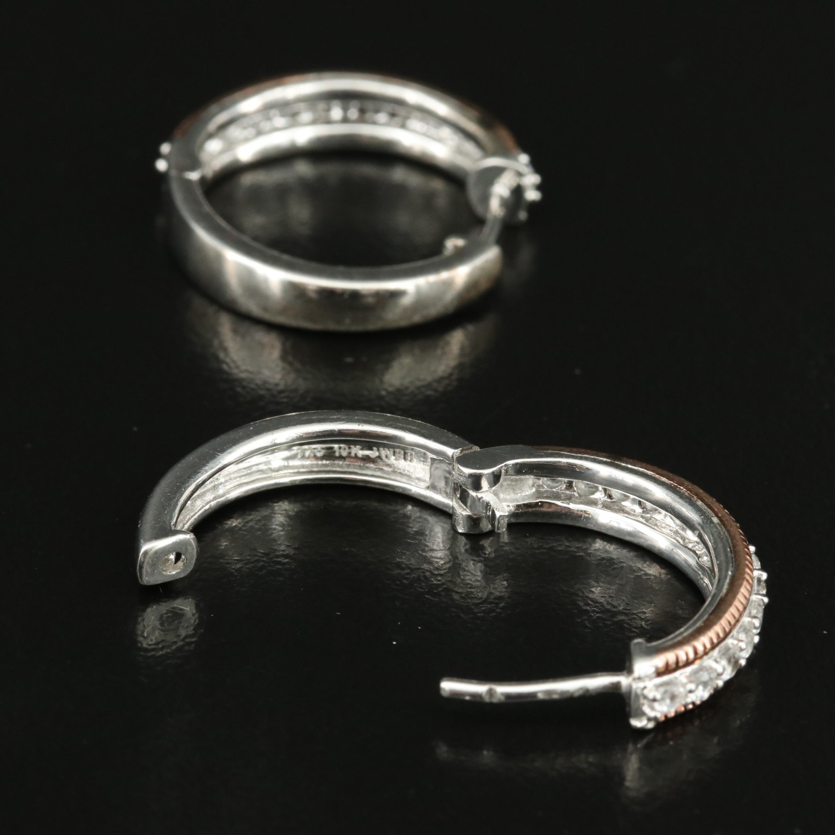 Sterling Sapphire Hoop Earrings with 10K Rose Gold Accents