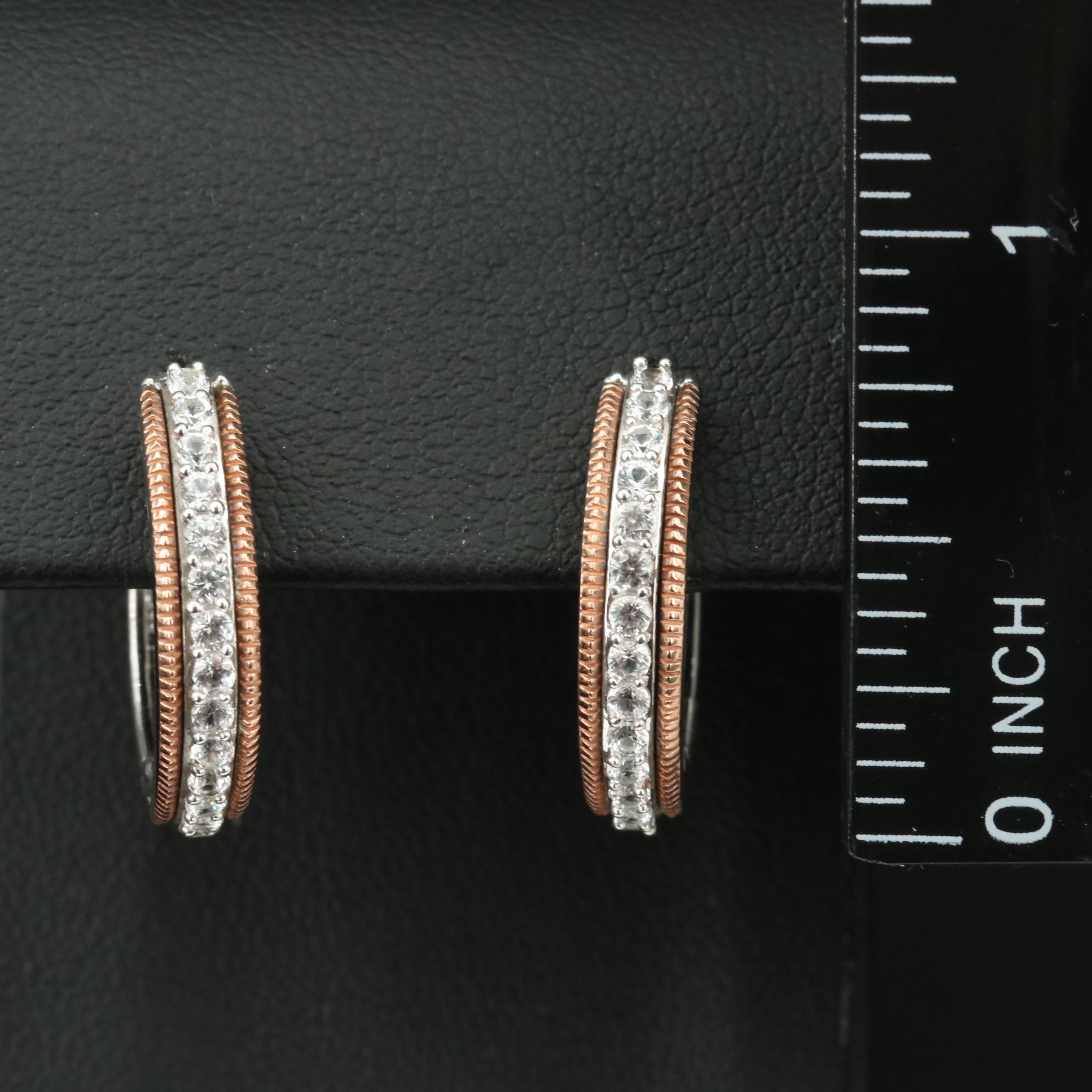 Sterling Sapphire Hoop Earrings with 10K Rose Gold Accents