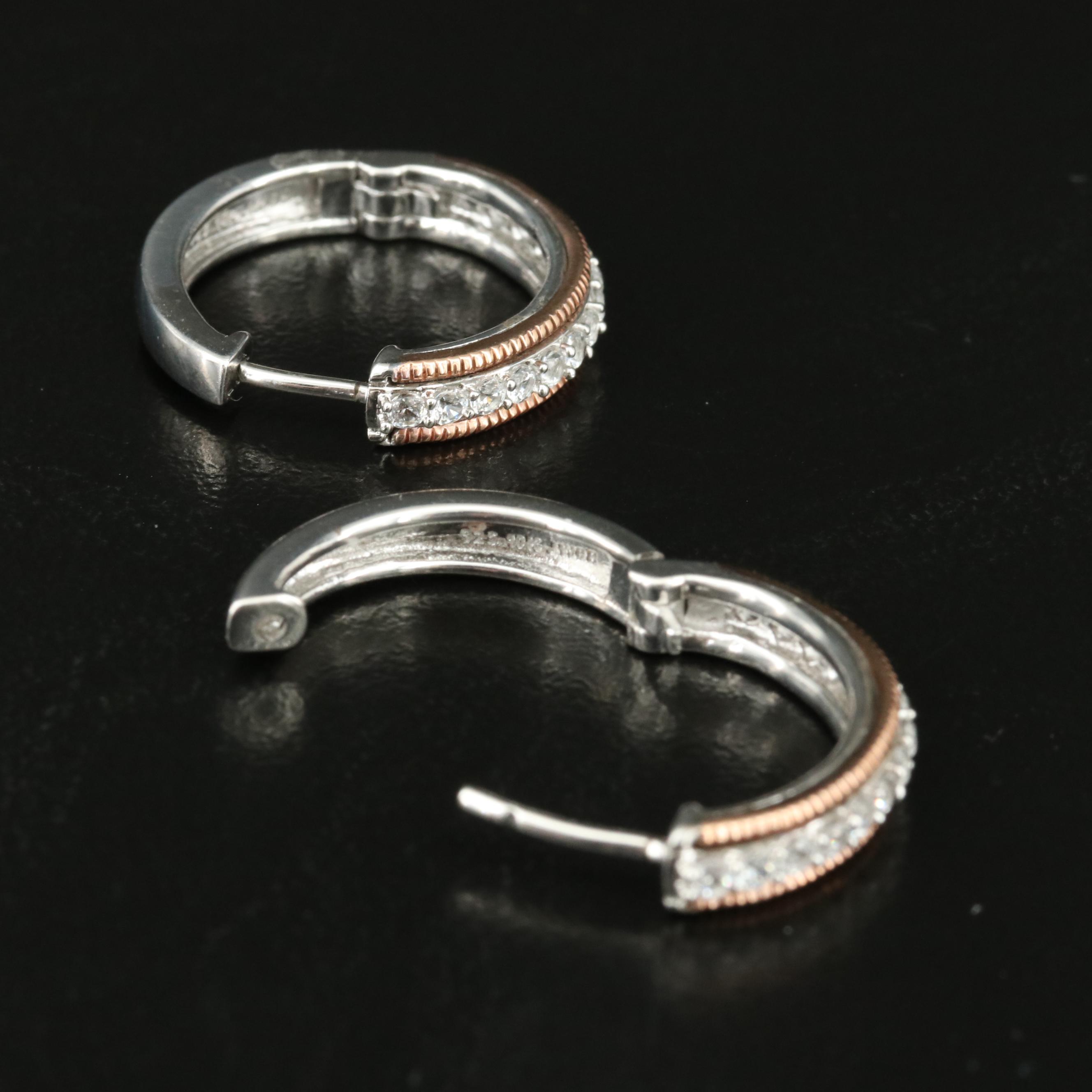 Sterling Sapphire Hoop Earrings with 10K Rose Gold Accents