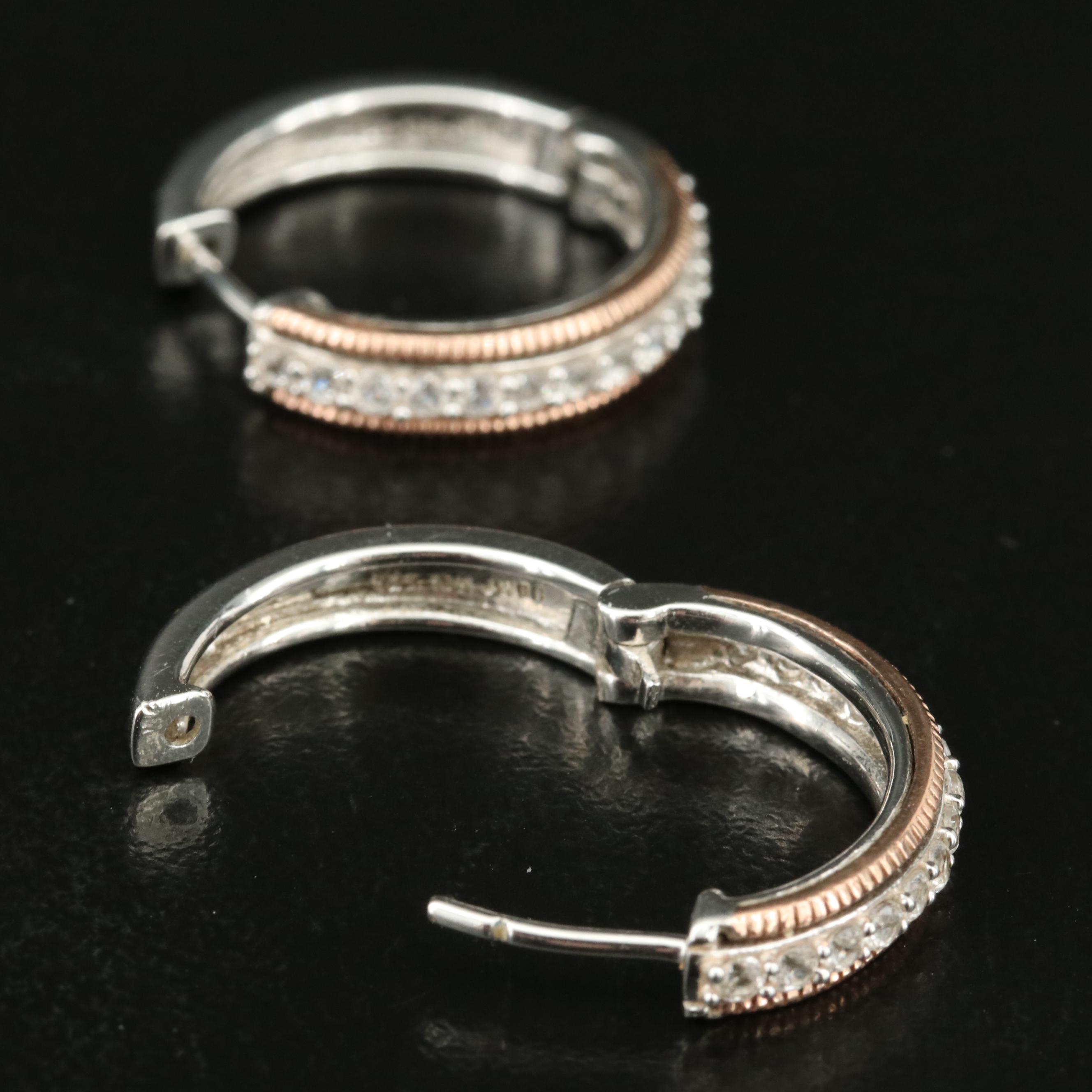 Sterling Sapphire Hoop Earrings with 10K Rose Gold Accents