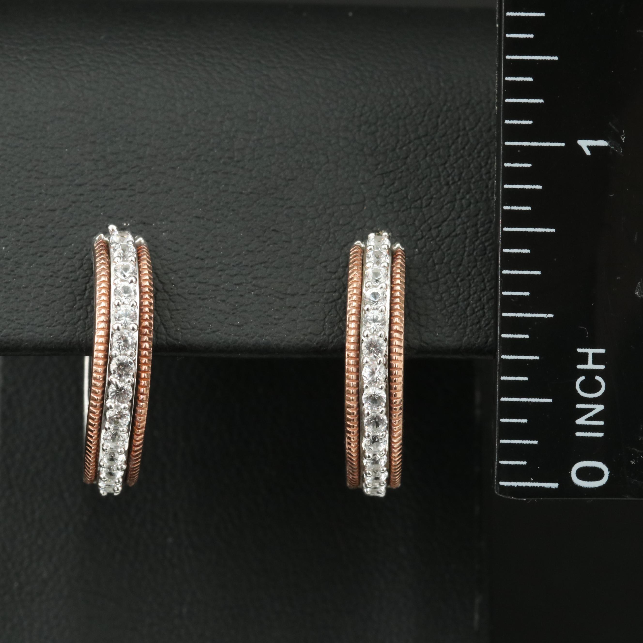 Sterling Sapphire Hoop Earrings with 10K Rose Gold Accents