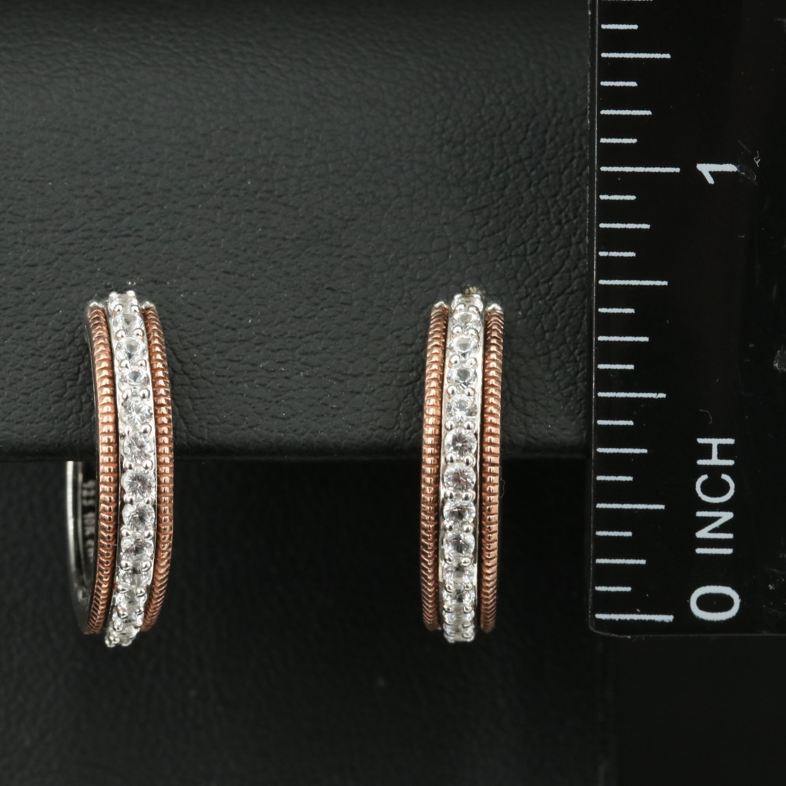 Sterling Sapphire Hoop Earrings with 10K Rose Gold Accents