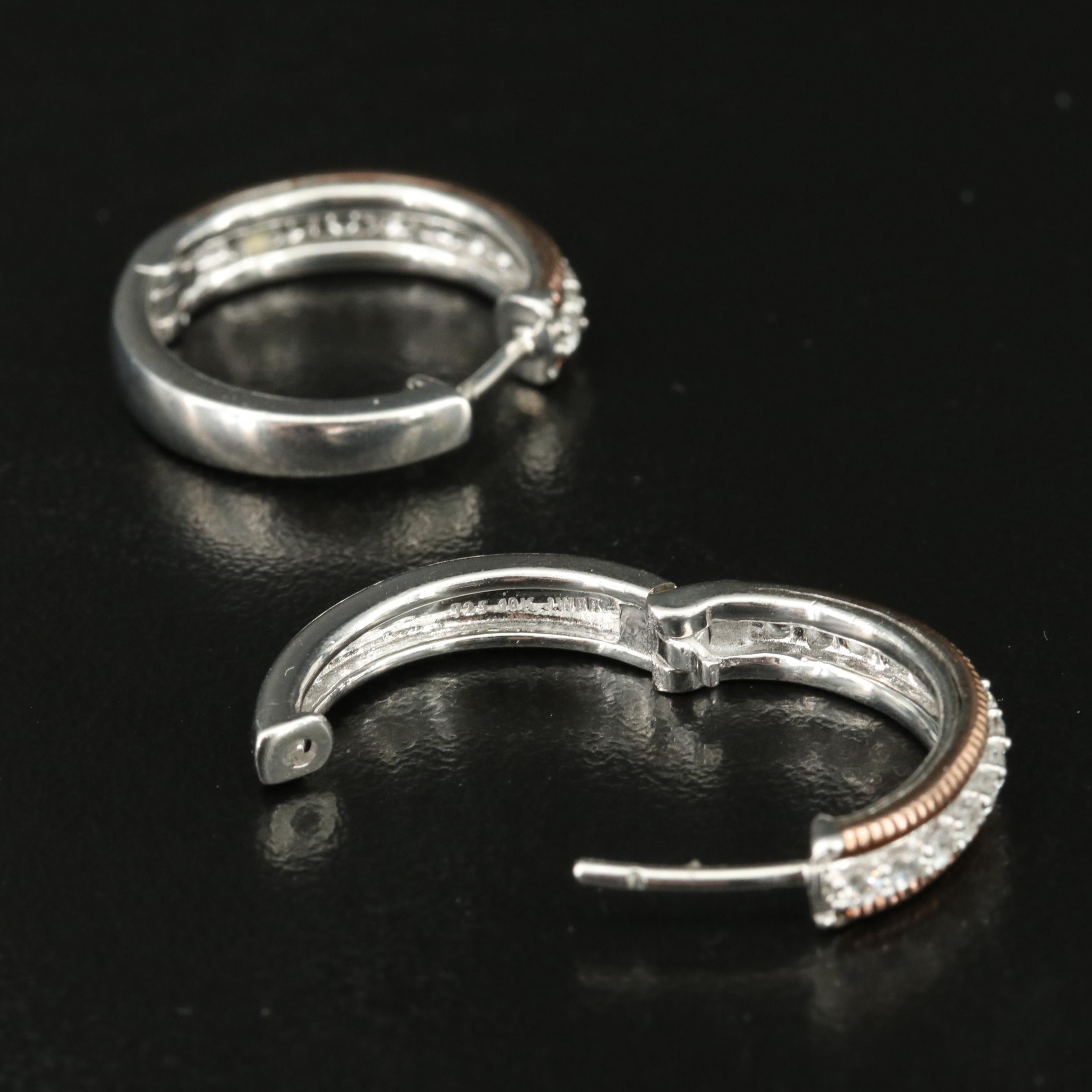 Sterling Sapphire Hoop Earrings with 10K Rose Gold Accents