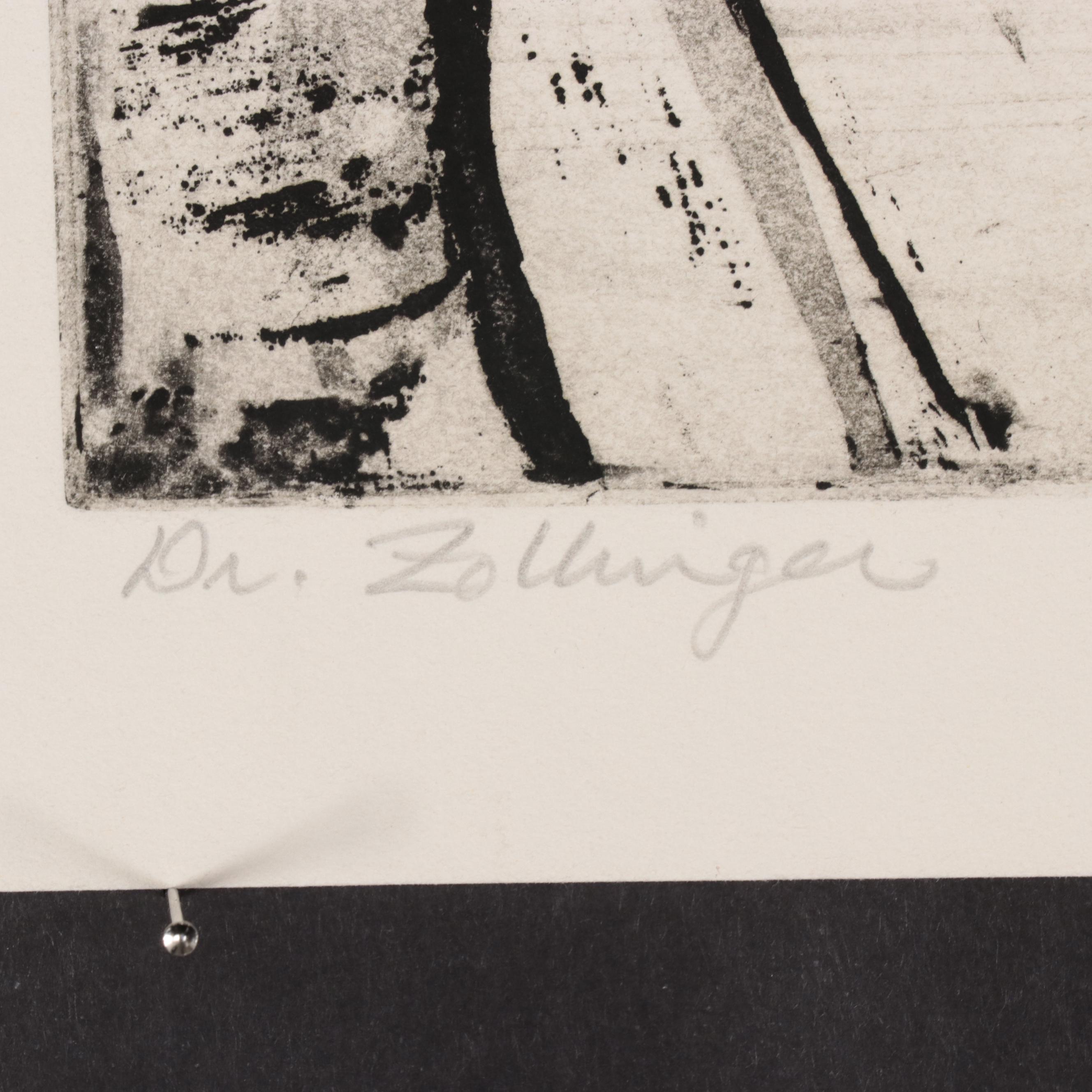 Sidney Chafetz Etching With Aquatint "Dr. Zollinger," 1975