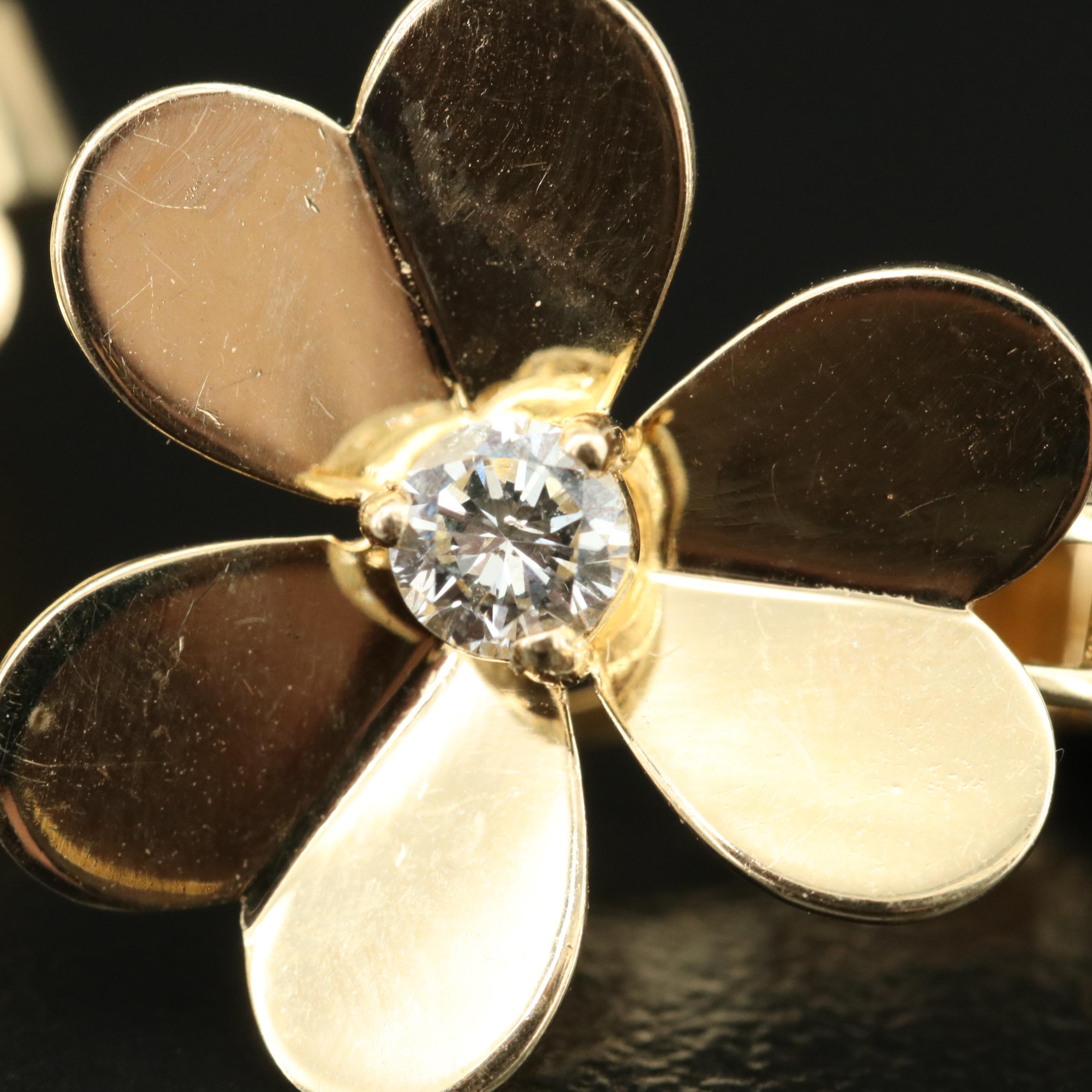 14K 0.40 CTW Diamond Trillion Flower Necklace and Earrings Set