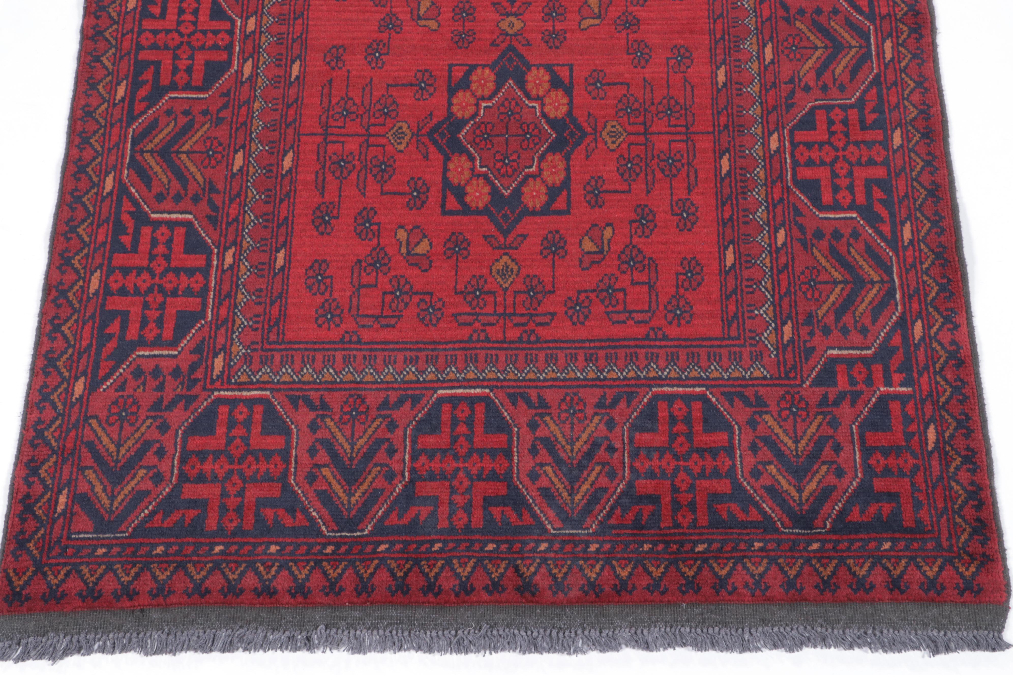 3'4 x 5' Hand-Knotted Afghan Kunduz Area Rug