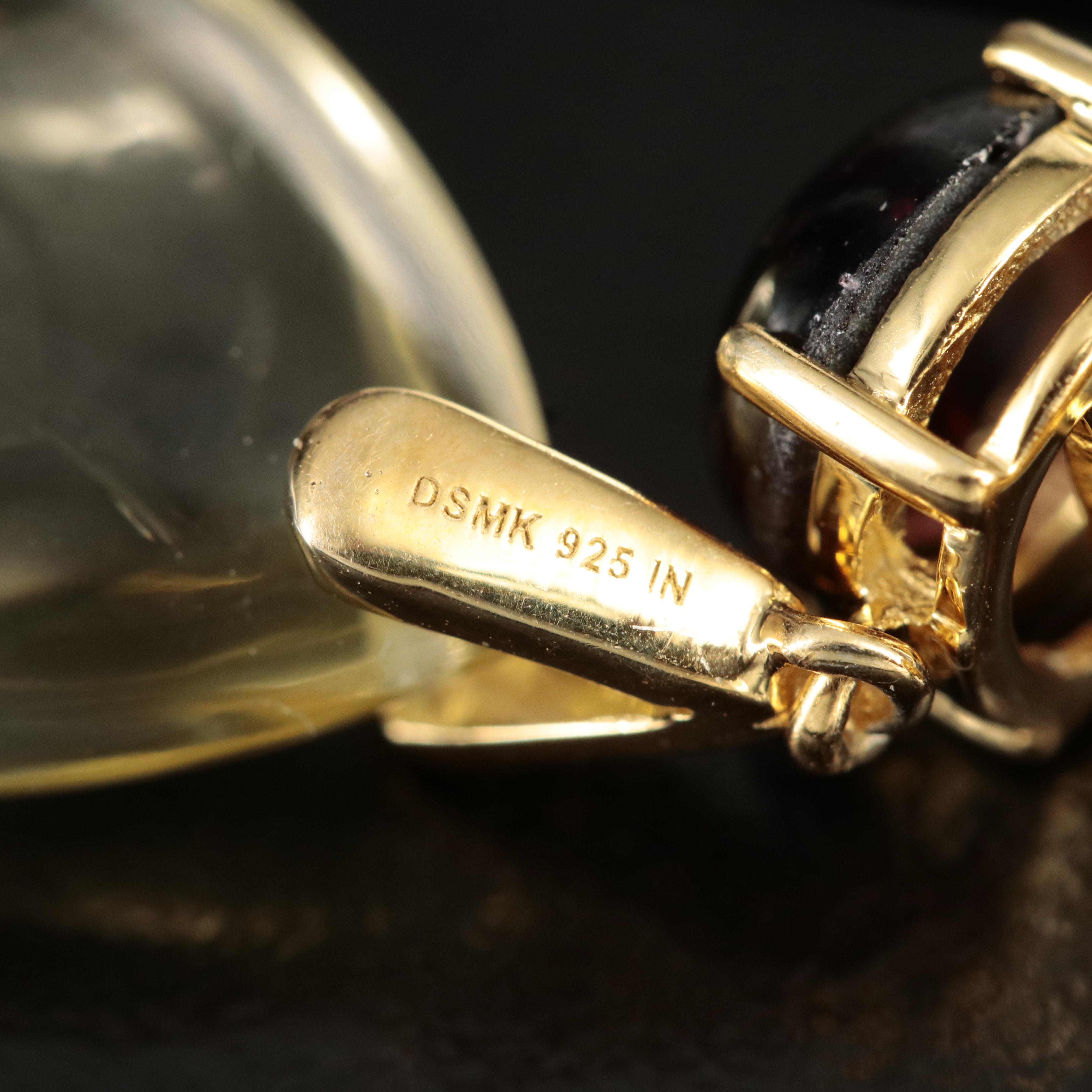 Sterling Citrine, Garnet and Cubic Zirconia Teardrop Earrings