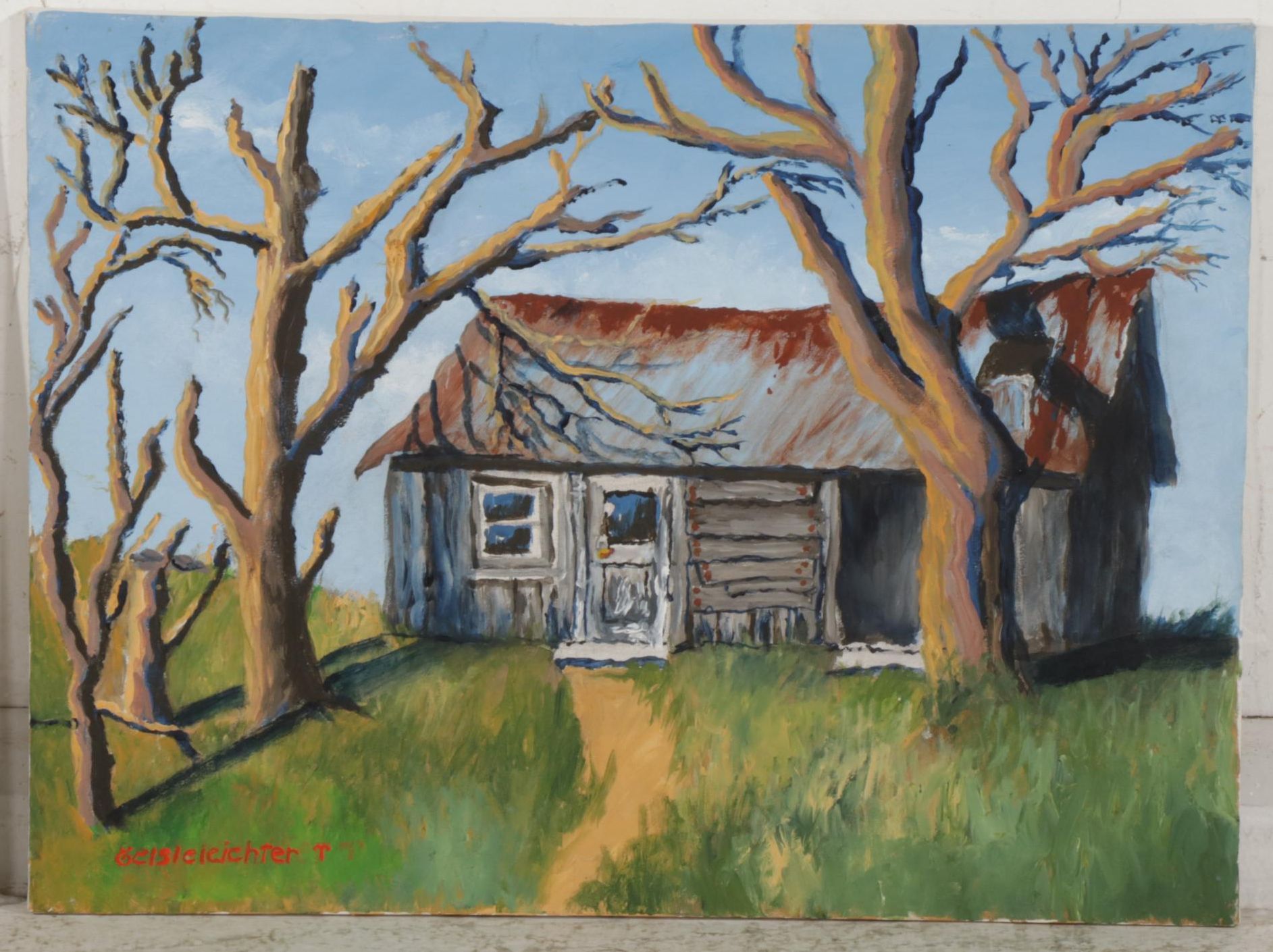 Charles Gelsleichter Acrylic Paintings of Rural Cottages, Circa 2000