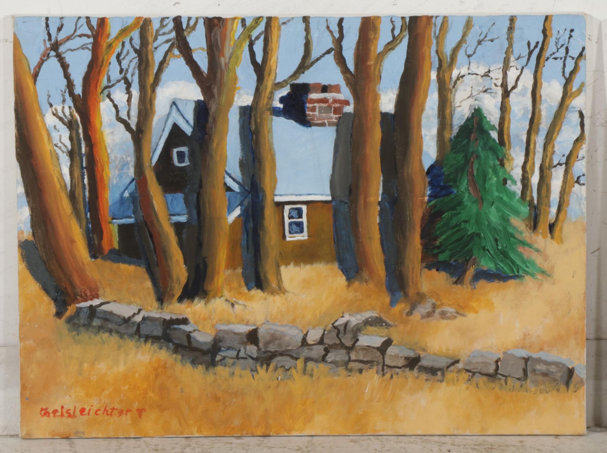 Charles Gelsleichter Acrylic Paintings of Rural Cottages, Circa 2000