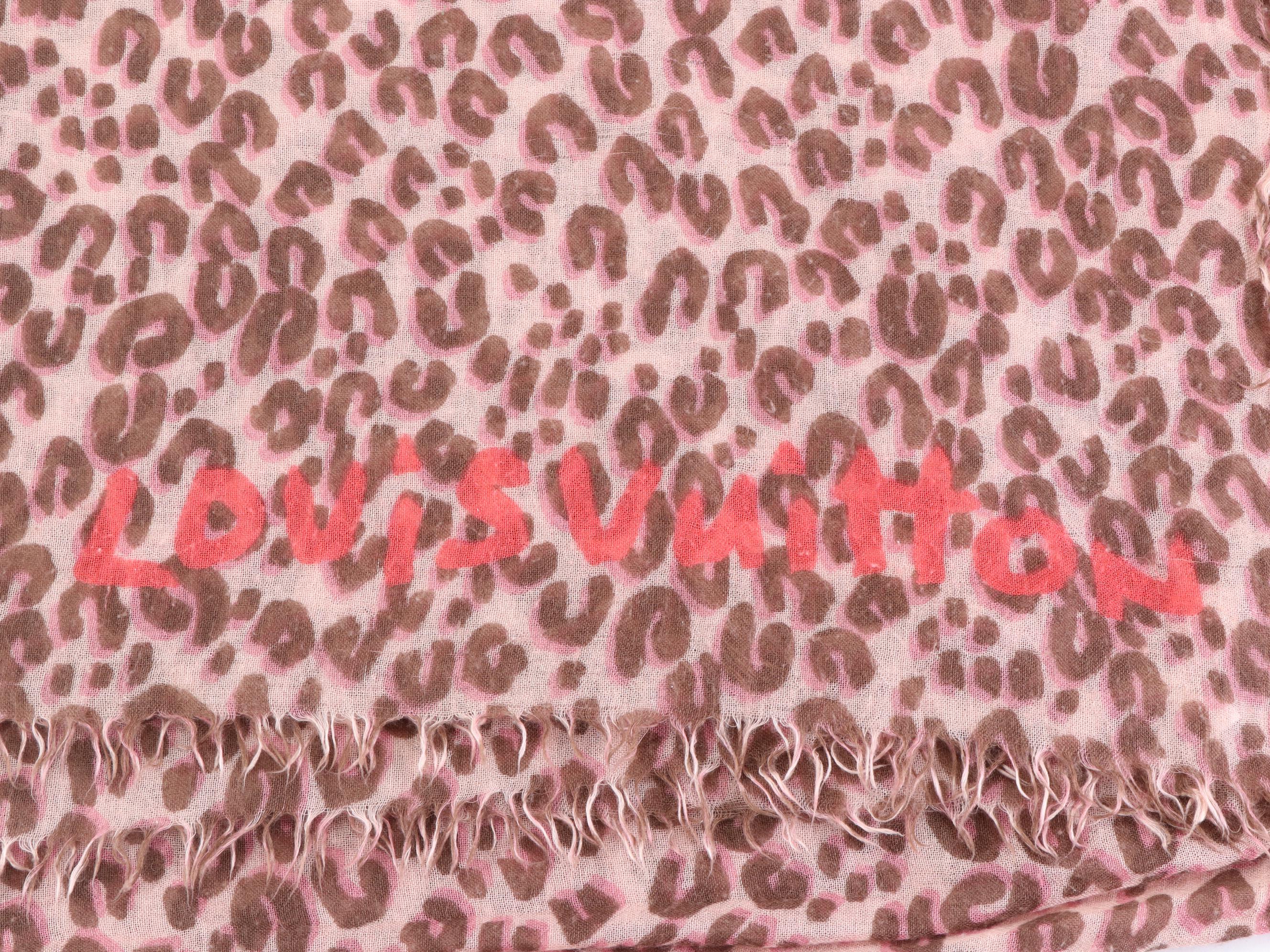 Louis Vuitton x Stephen Sprouse Animal Print Fringe Scarf in Cashmere/Silk